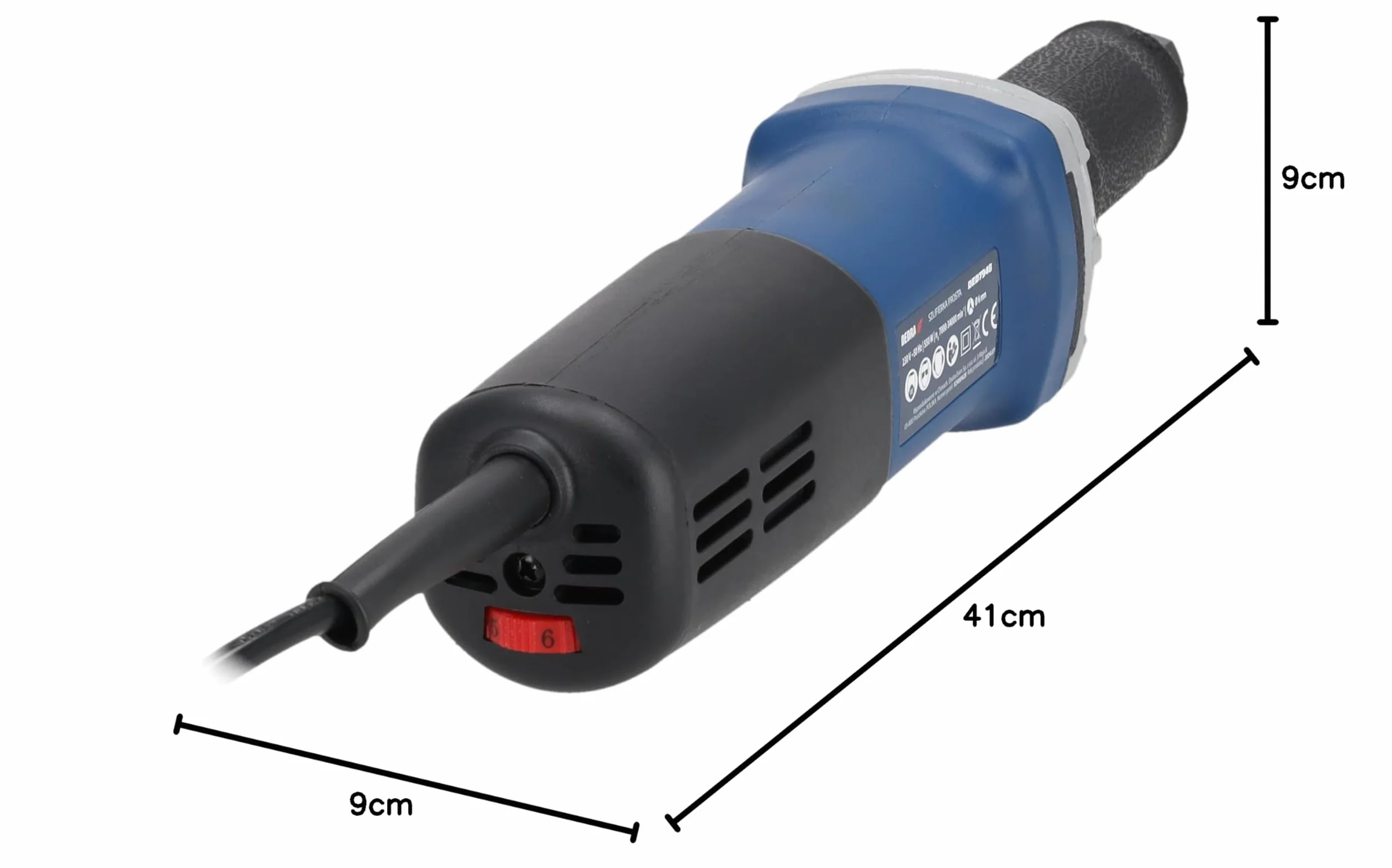 Dedra DED7948 – szlifierka prosta 550 W, regulacja prędkości 7000–34000 obr/min, trzpień 6 mm, 3 m przewód, 1,75 kg