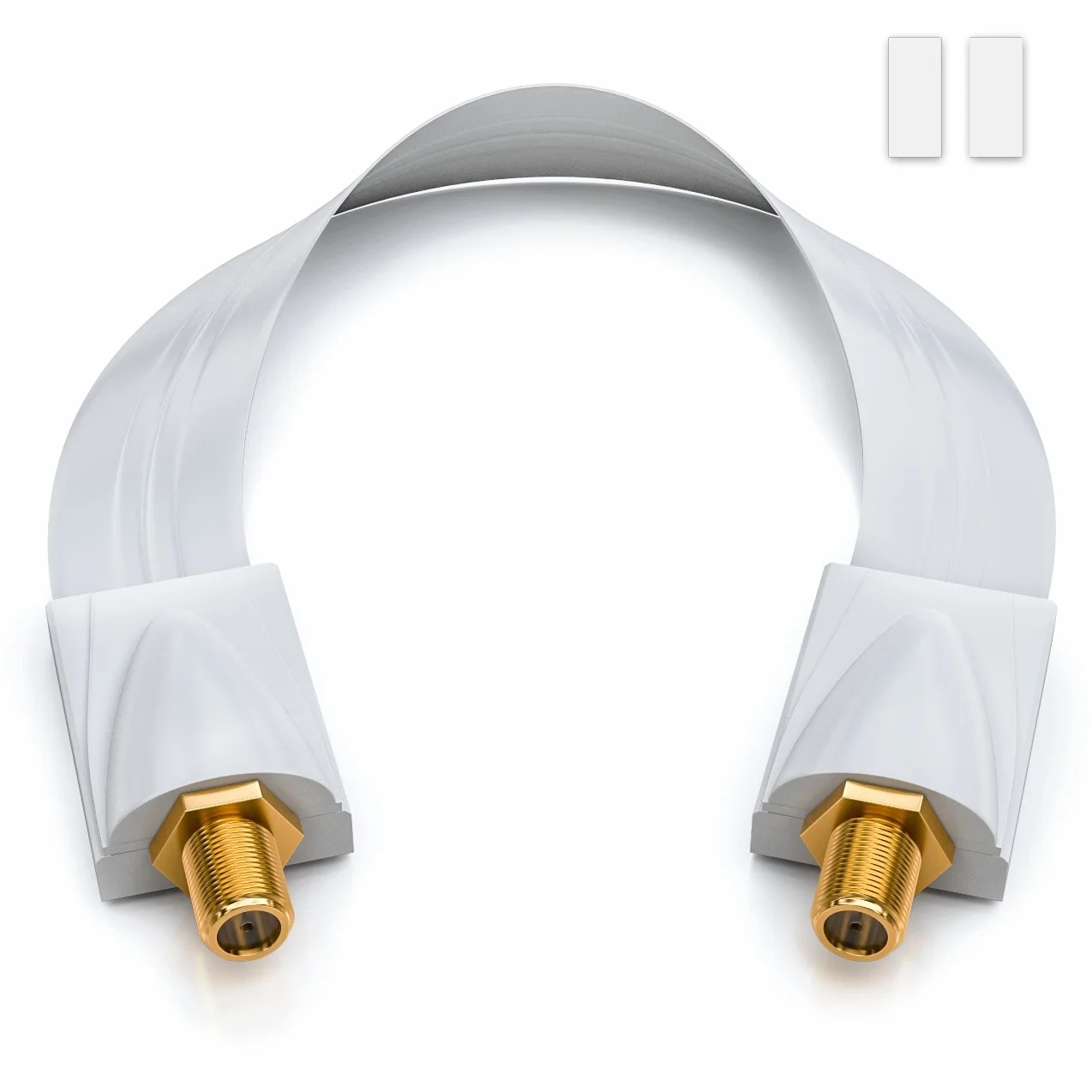 deleyCON 1x przepust okienny kabel satelitarny 21cm elastyczny łącznik o długości 30cm okna i drzwi pozłacane wyjątkowo płaskie ekranowane podkładki samoprzylepne - biały