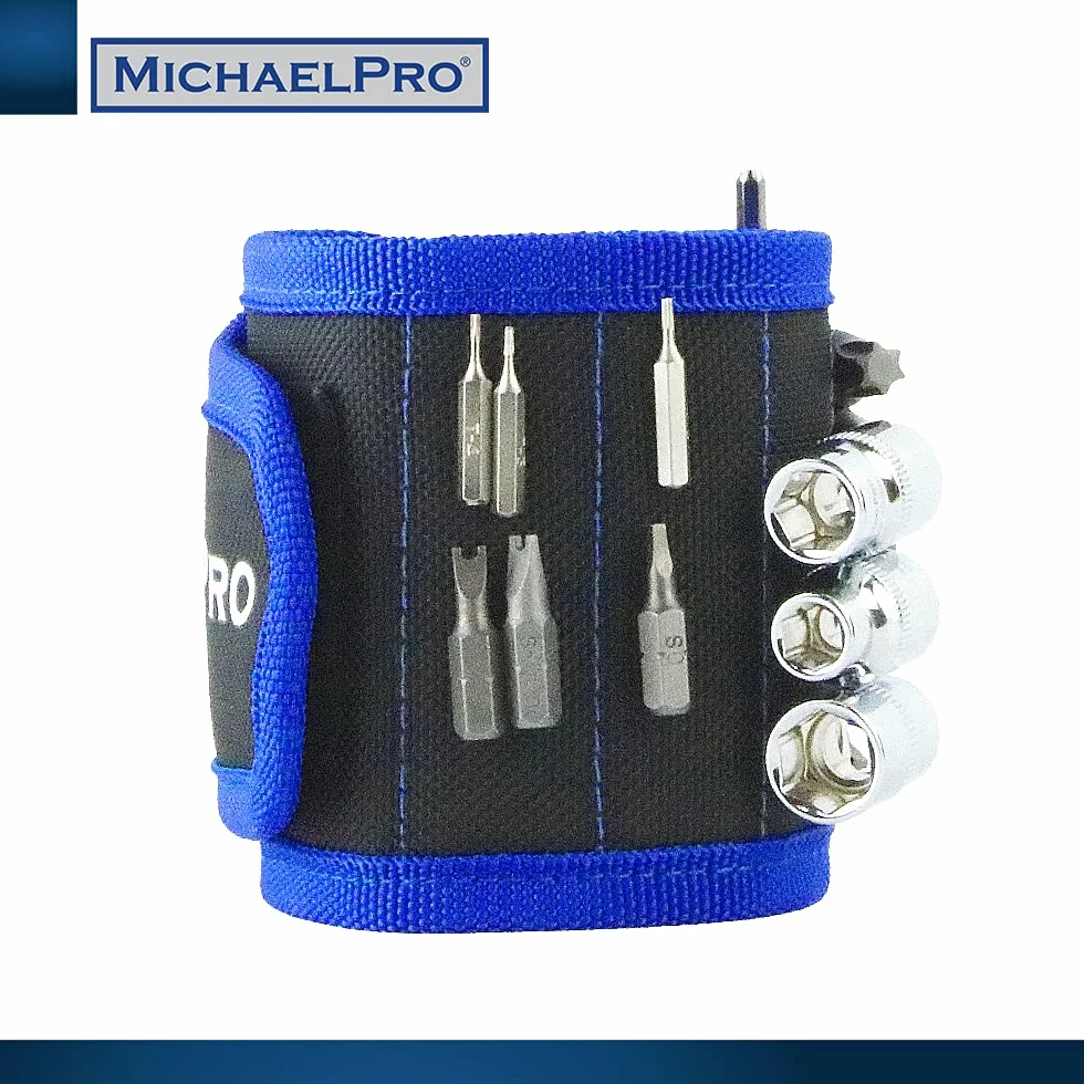 MichaelPro MP015001 Magnetyczna opaska na nadgarstek, pasek narzędziowy z mocnymi magnesami do trzymania śrub, gwoździ, wierteł do majsterkowania, prezenty dla ojca/taty, męża, chłopaka, niego, elektryka, mężczyzn, kobiet (czarna)