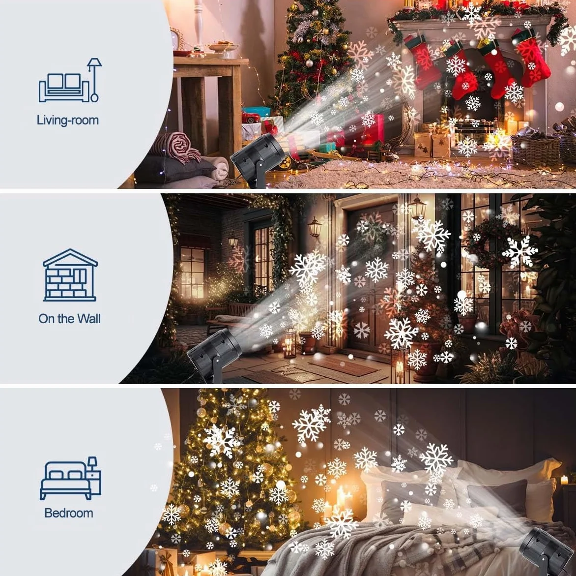 Świąteczne światła projektora LED, wodoodporna lampa projektorowa, śnieżynka, bałwan śnieżny, światło choinkowe na Boże Narodzenie, dekoracja na święta, do użytku w pomieszczeniach i na zewnątrz