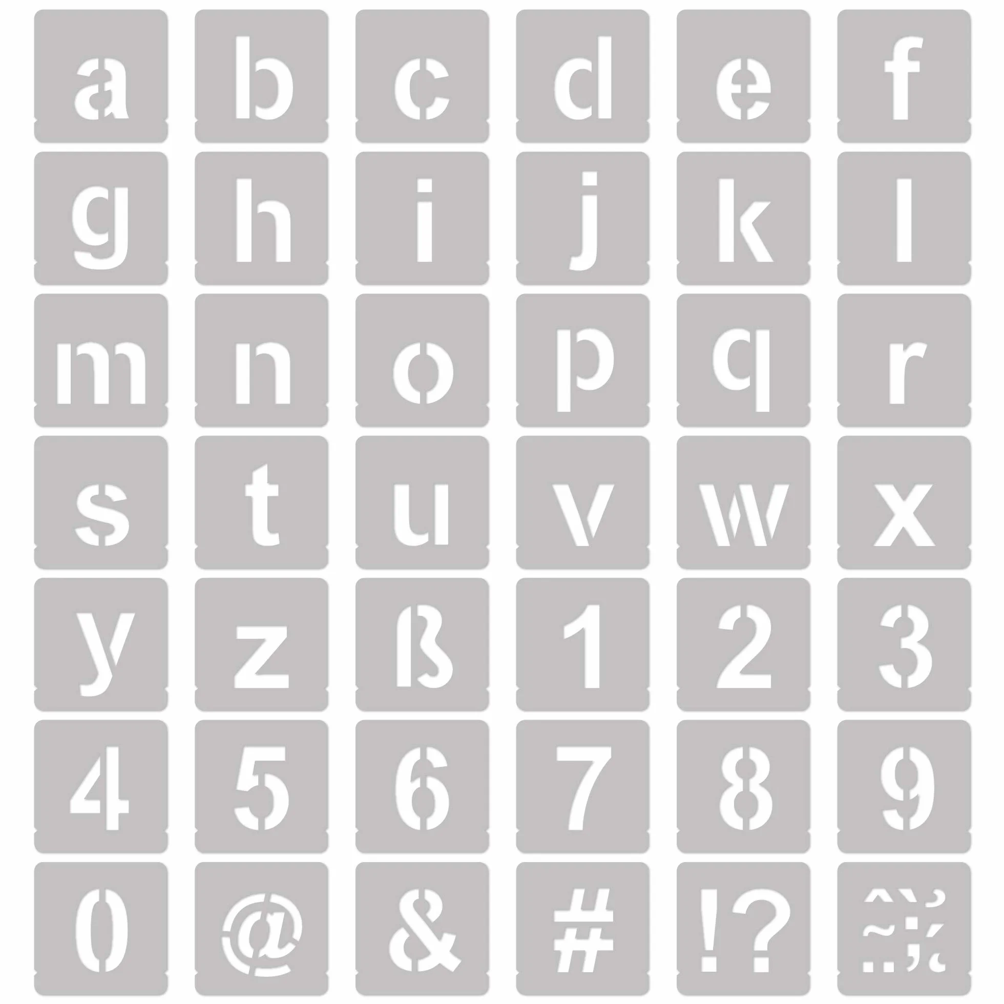 NAKLEO Szablony Malarski do Malowania Alfabet, Zestaw 42 Sztuk, 14 cm Litery & Cyfry Modern Sans Małe Font, Czcionka Wielorazowy Plastik, Rysowanie Wzór Rękodzieło, DIY Dekoracje Papier Ściany Drewno