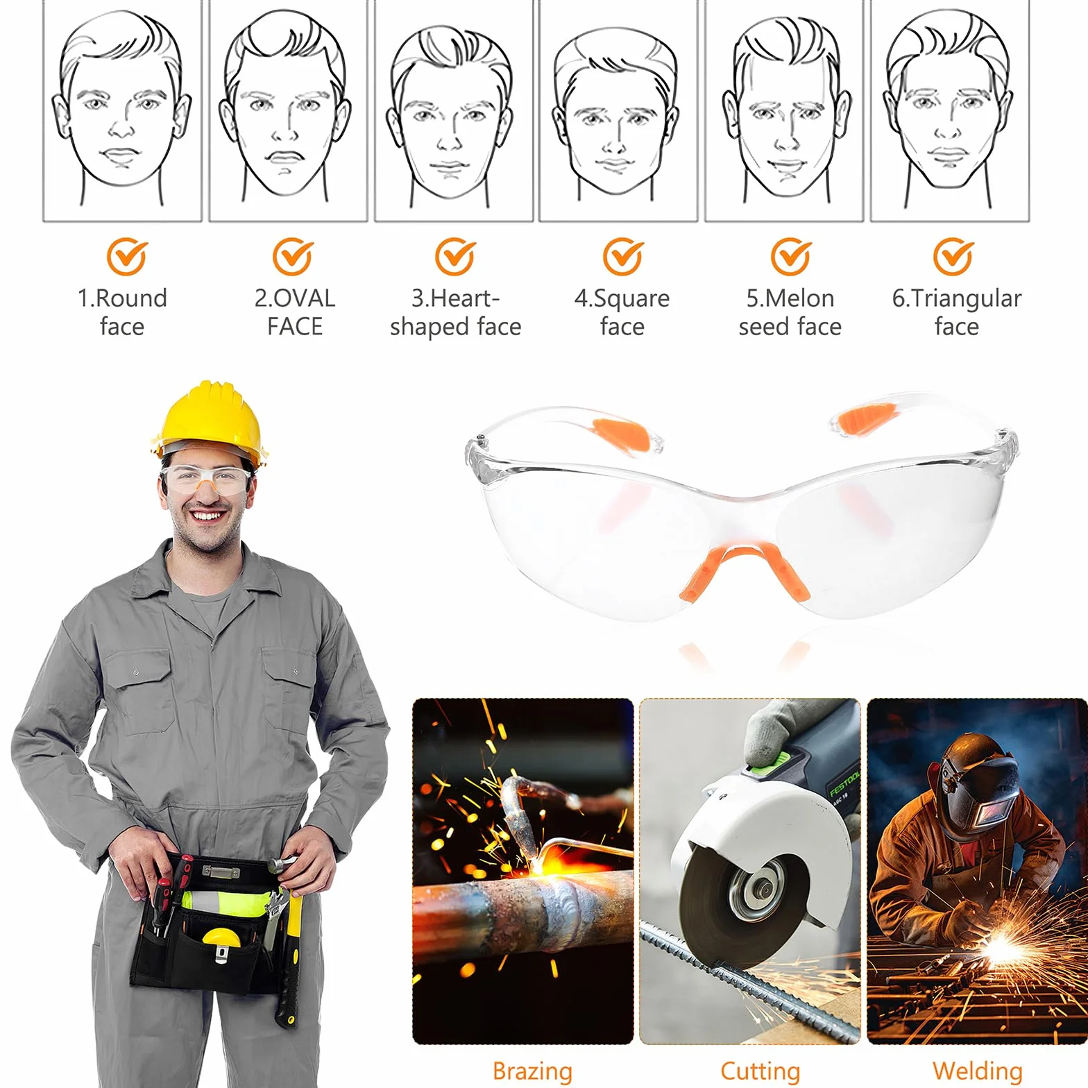 10 sztuk okularów ochronnych, okulary ochronne, przezroczyste, z gumową wkładką, okulary ochronne do sportów strzeleckich, okulary laboratoryjne, okulary rowerowe, dla mężczyzn i kobiet