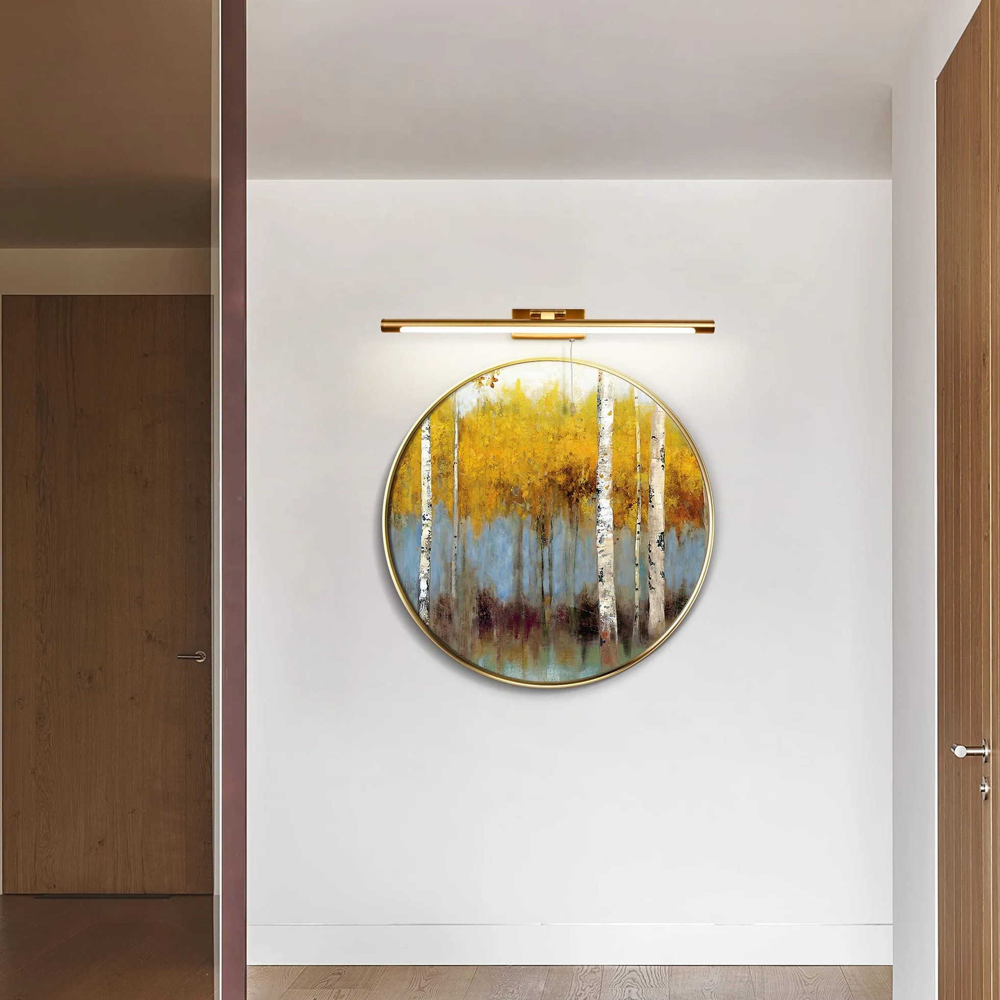 60cm Lampa LED do oświetlenia obrazu, 12W lustro łazienkowe, lampa ścienna z obrotową głowicą lampy do sypialni, 3000K hotelu restauracji stolik nocny, lampa do czytania 960lm mosiądz