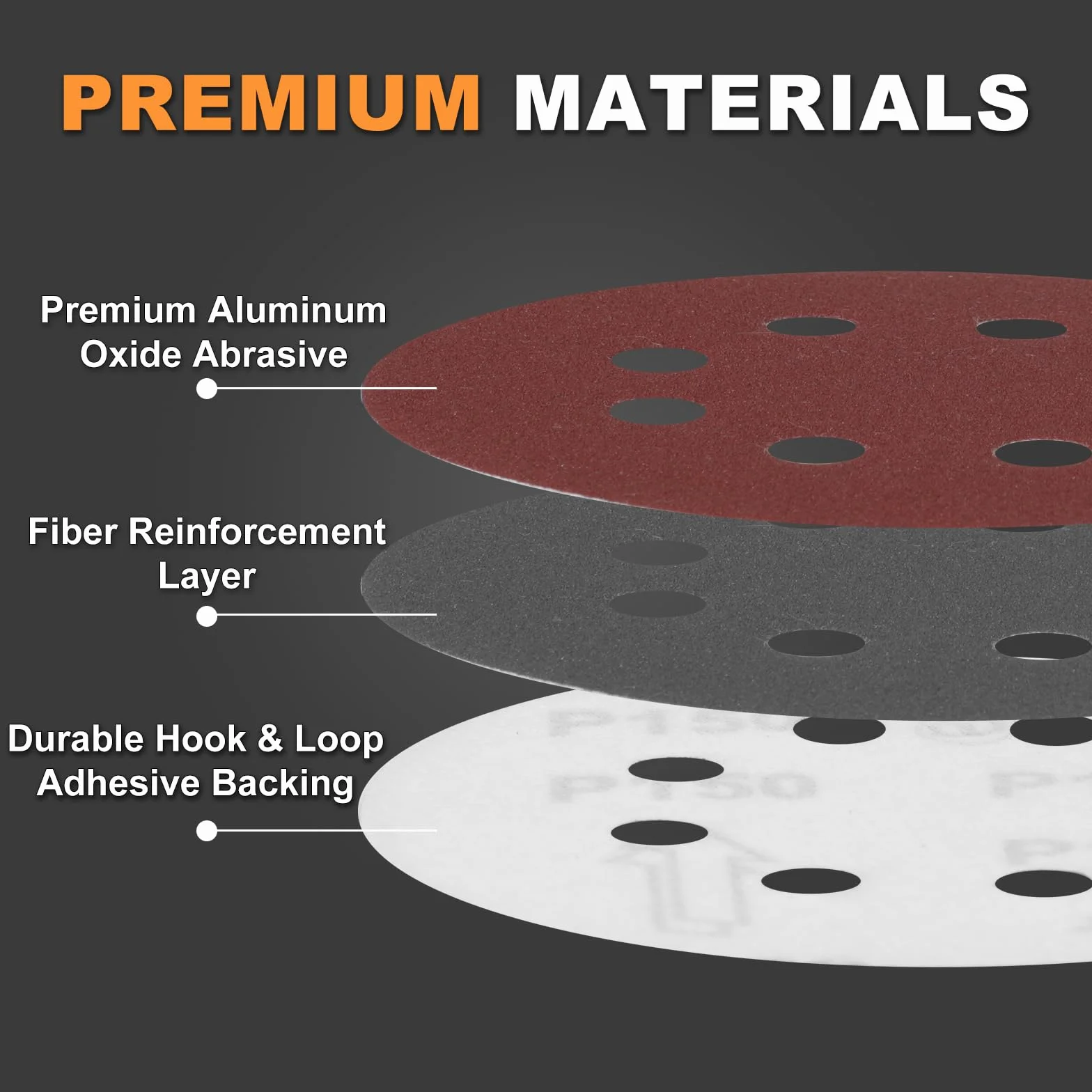 Zestaw 100 tarcz ściernych o ziarnistości 60, 12,7 cm, 8 otworów: drewno/metal / płyta gipsowo-kartonowa, okrągły papier ścierny z dużym haczykiem i pętelką do losowej szlifierki oscylacyjnej