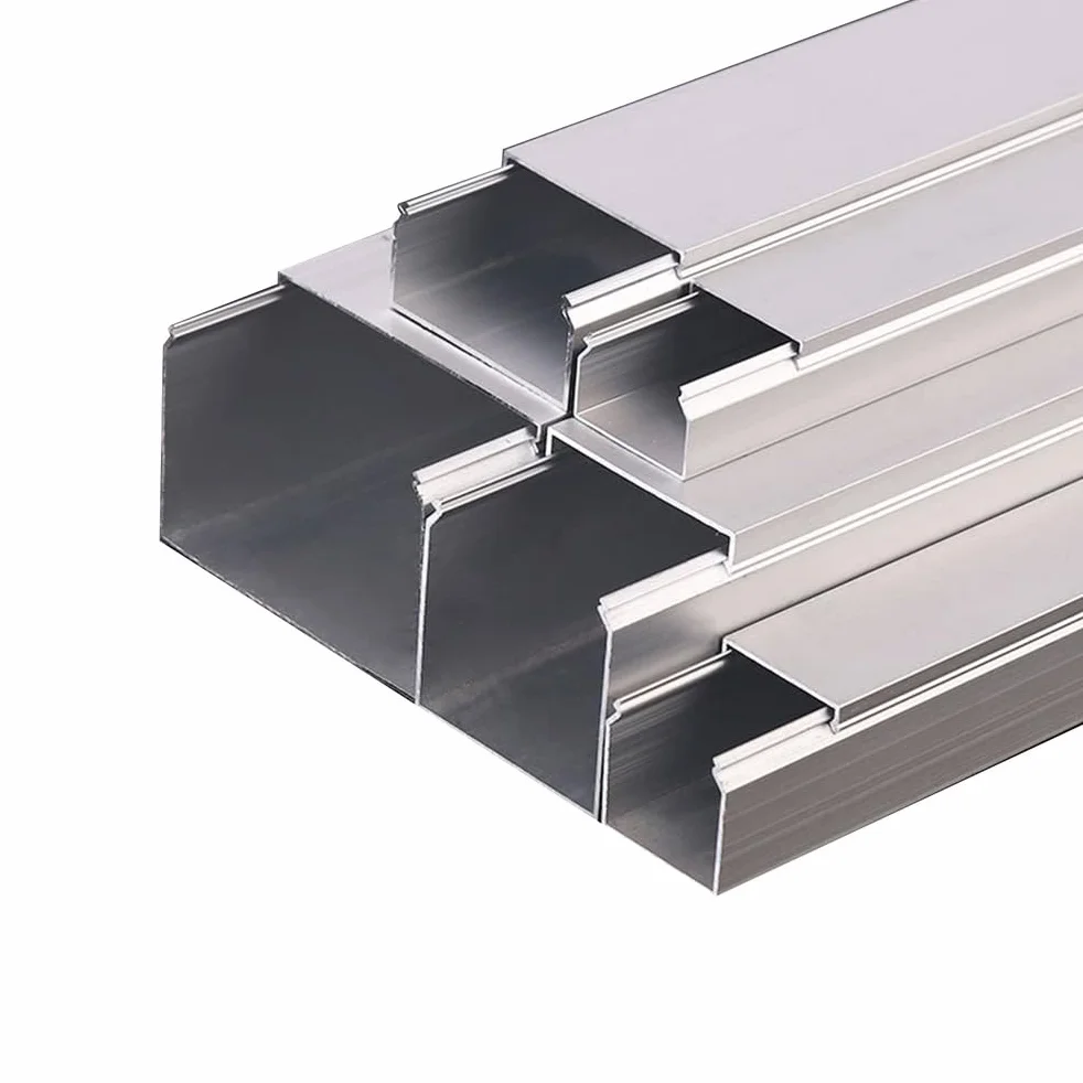 Metalowe kanały kablowe, Listwa kablowa ze stopu aluminium, 1 metr, opakowanie 2 srebrnych rozmiarów(40x20x1.0mm)