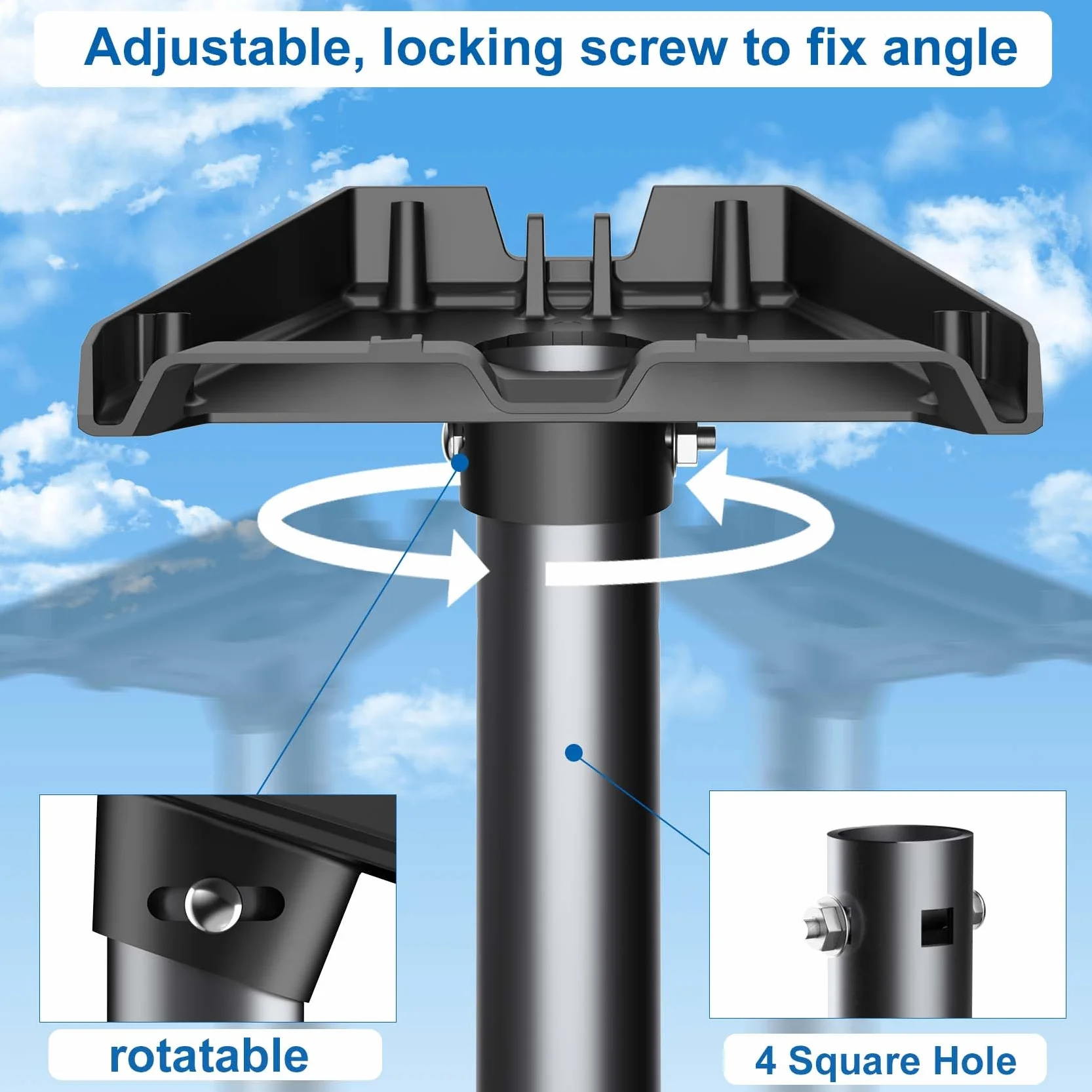 Uchwyt Gen 3 do Starlink, regulowany zestaw montażowy ściana/dach kompatybilny ze standardową anteną Starlink V3 z aluminiowym adapterem rury
