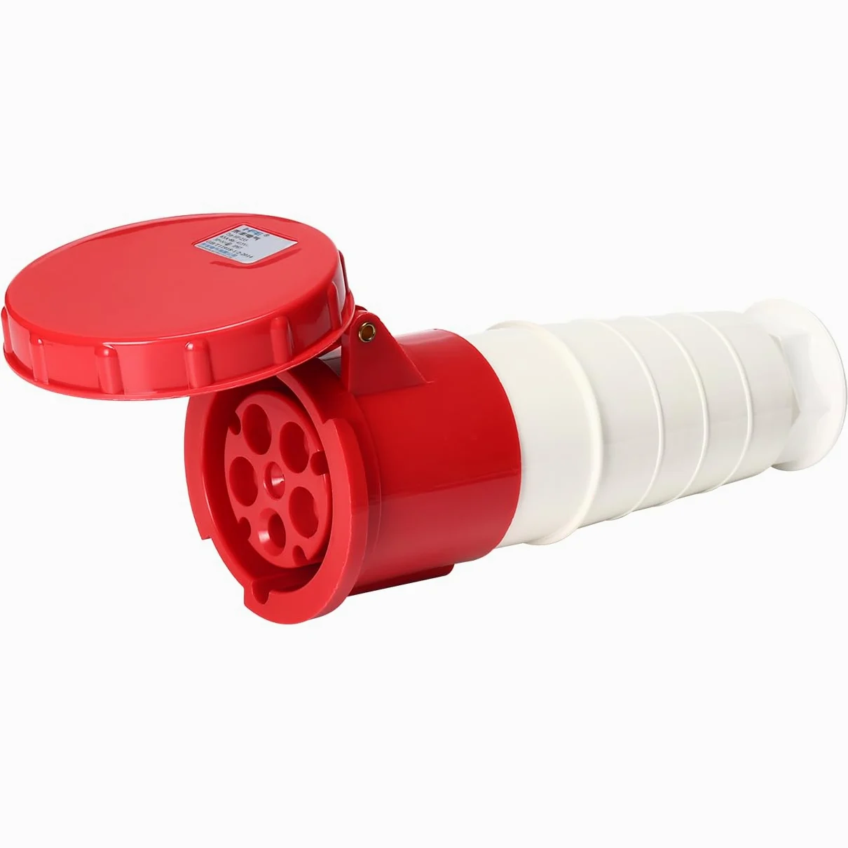 Pyłoszczelne i wodoodporne złącze elektryczne, 125 A, 220-380/240-415 V, 3P+N+E, klasa przemysłowa, IP67, certyfikat CE CQC do gniazd wewnętrznych i zewnętrznych.