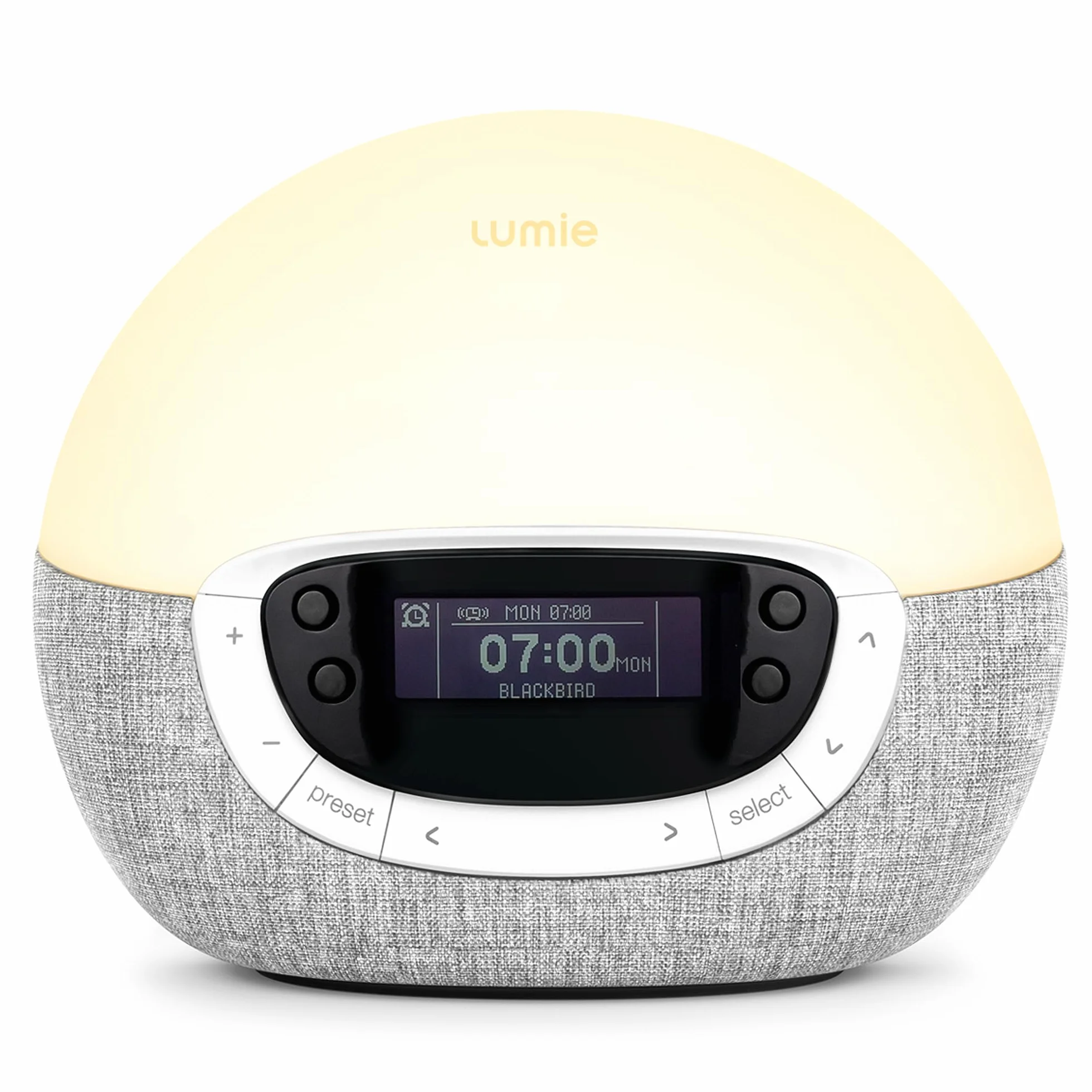 Lumie Bodyclock Shine 300 – budzik świetlny z radiem, 15 dźwięków i zachód słońca