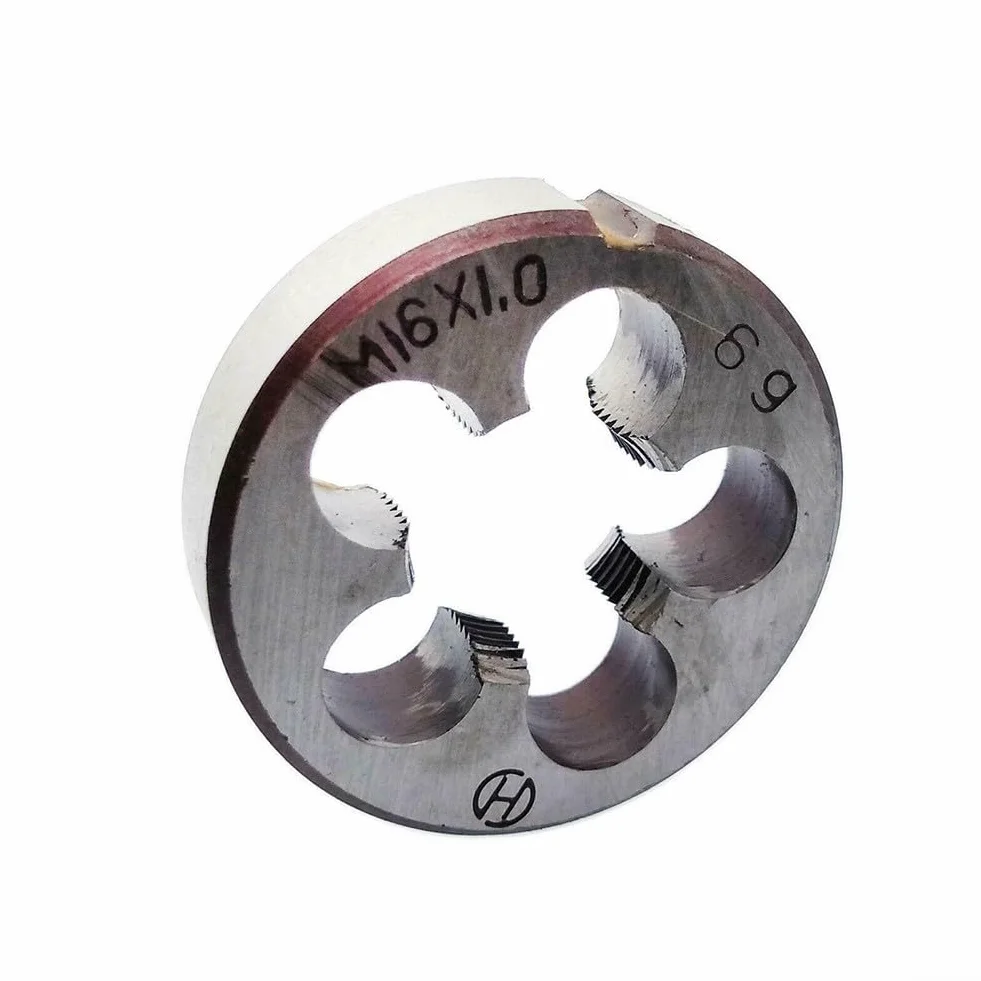 Zestaw gwintowników i narzynek, gwintowniki i narzynki do gwintów okrągłych, gwint stożkowy HSS M16x1 mm i narzynka M16x1 mm do gwintów metrycznych