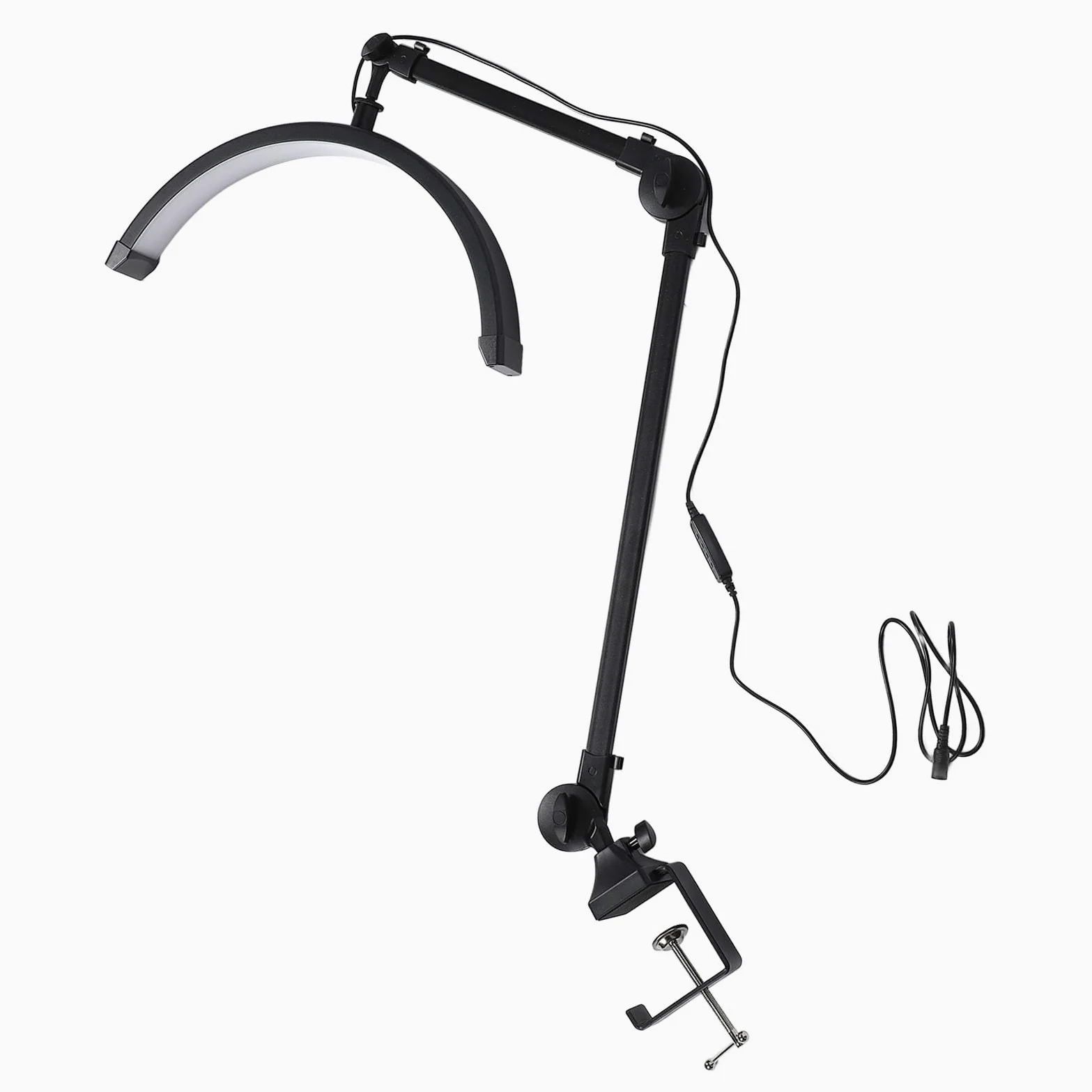 Sonew Lampka na Biurko do Paznokci Half Moon, 3 Tryby Oświetlenia Pielęgnacja Oczu Regulowane ramię Obrotowe Lampa LED do Paznokci z Zaciskiem, dla Profesjonalistów z Branży Pielę (wtyczka UE)