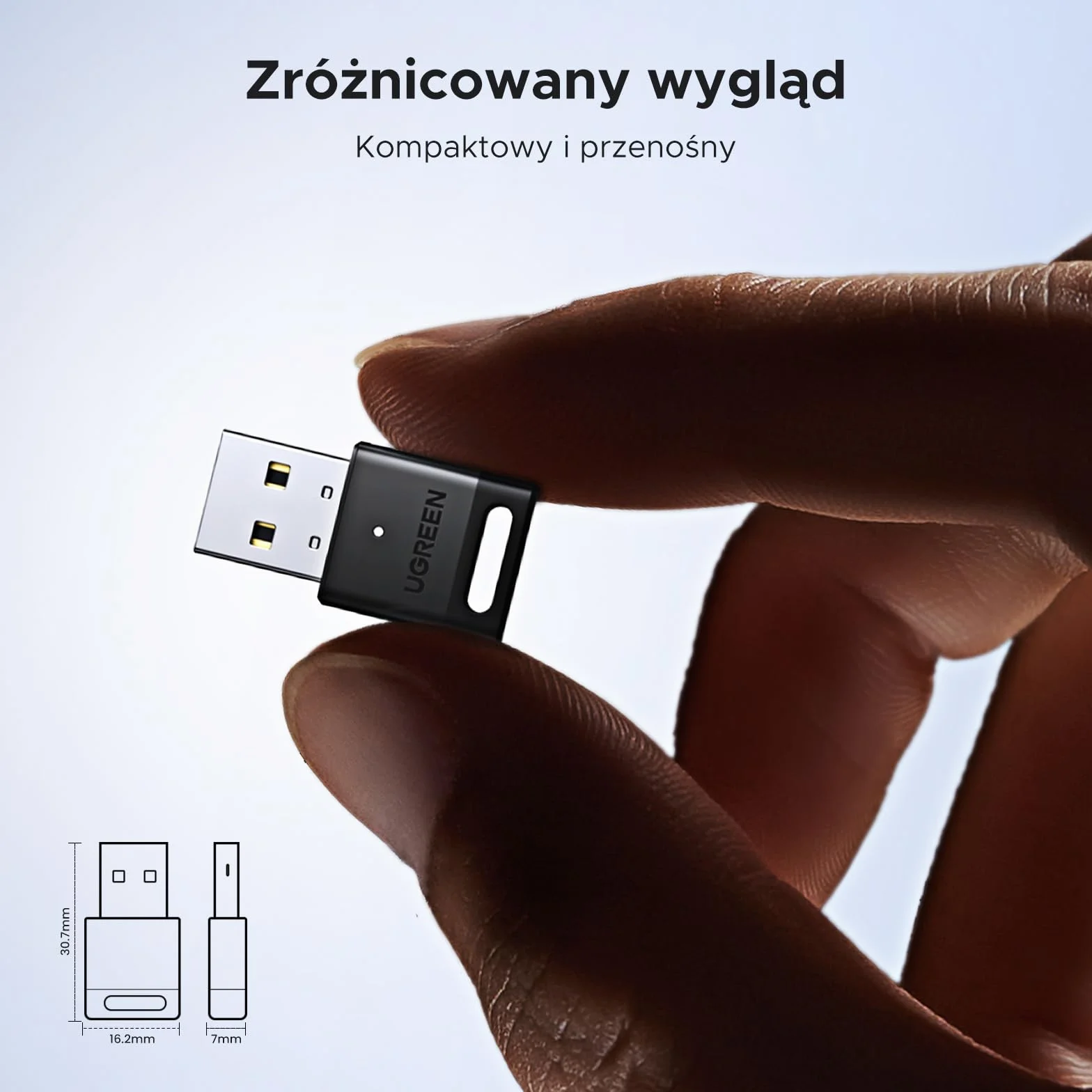 UGREEN Adapter Bluetooth 5.4 USB do Komputera, Klucz Sprzętowy dla Windows 11/10/8.1