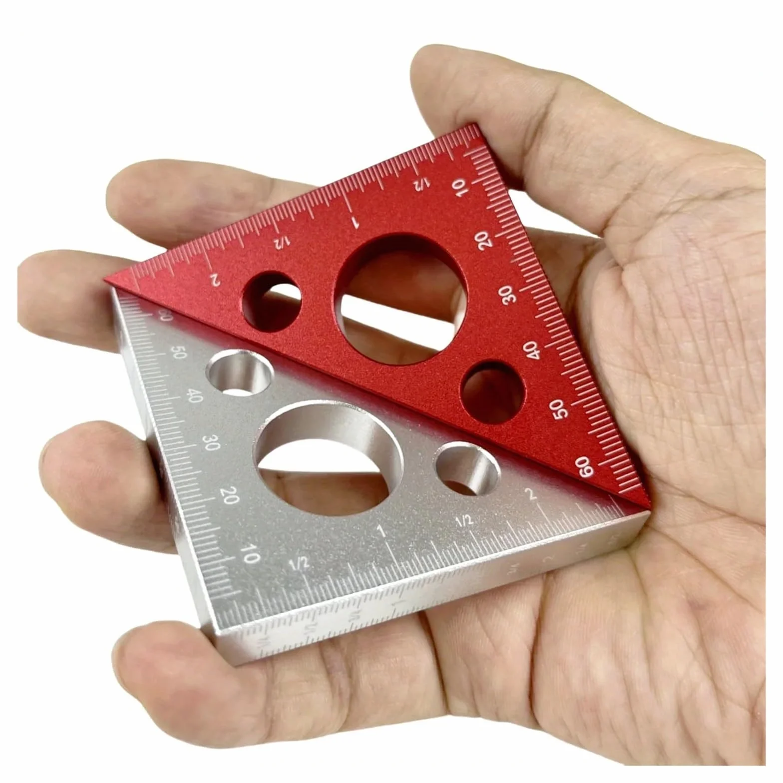 Suwmiarka Cyfrowa, Linijka kątowa aluminiowa stolarska trójkątna Skale Kątownik stolarski Narzędzia do pomiaru wysokości Wskaźnik(2pcs)