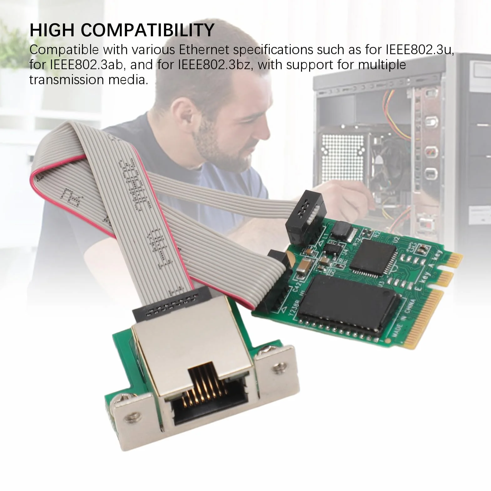 Adapter Ethernet M.2 A E Key 2.5G, Karta Sieciowa RJ45 Gigabit Ethernet RTL8125B dla Systemu 7/8/10, Linux