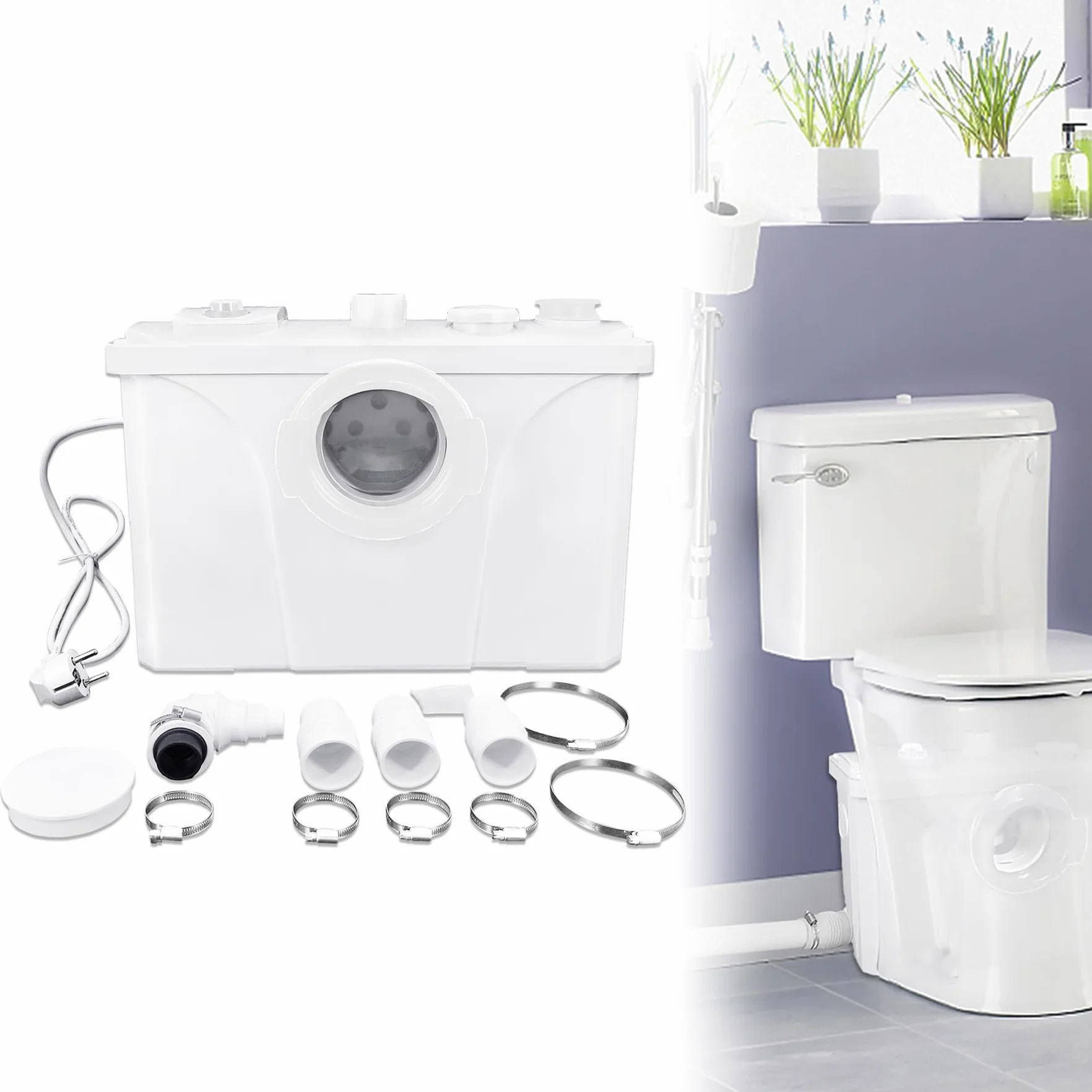 Froadp Pompy do Ścieków Sanitarnych 700W Przydomowa Stacja Podnoszenia Pompa do Ścieków z łopatkami ze Stali Nierdzewnej i Węglem Aktywnym Przepływ do 180L/min do Prysznica Kuchnia Umywalka