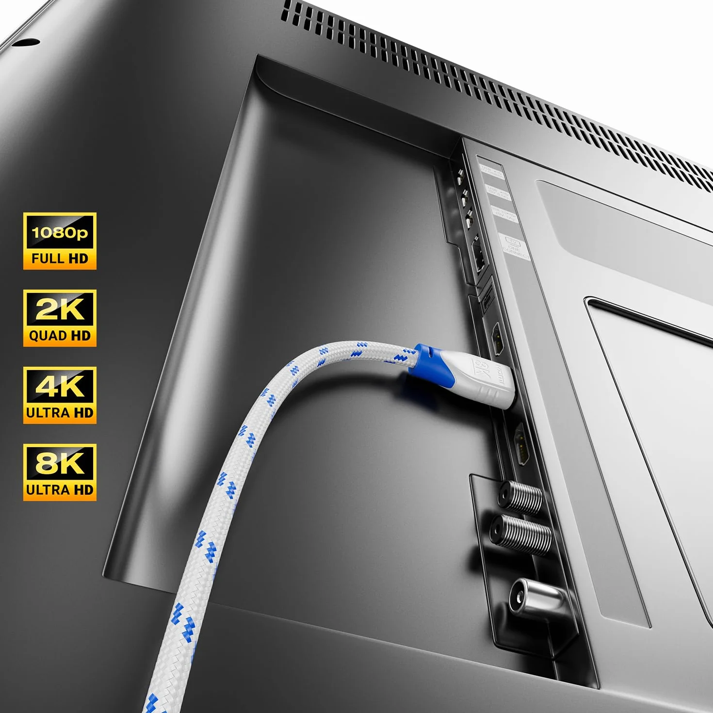 deleyCON 8K HDMI 2.1 Krótki Kabel 0,5m 48G ULTRA Highspeed 8K@60Hz 4K@120Hz Biały