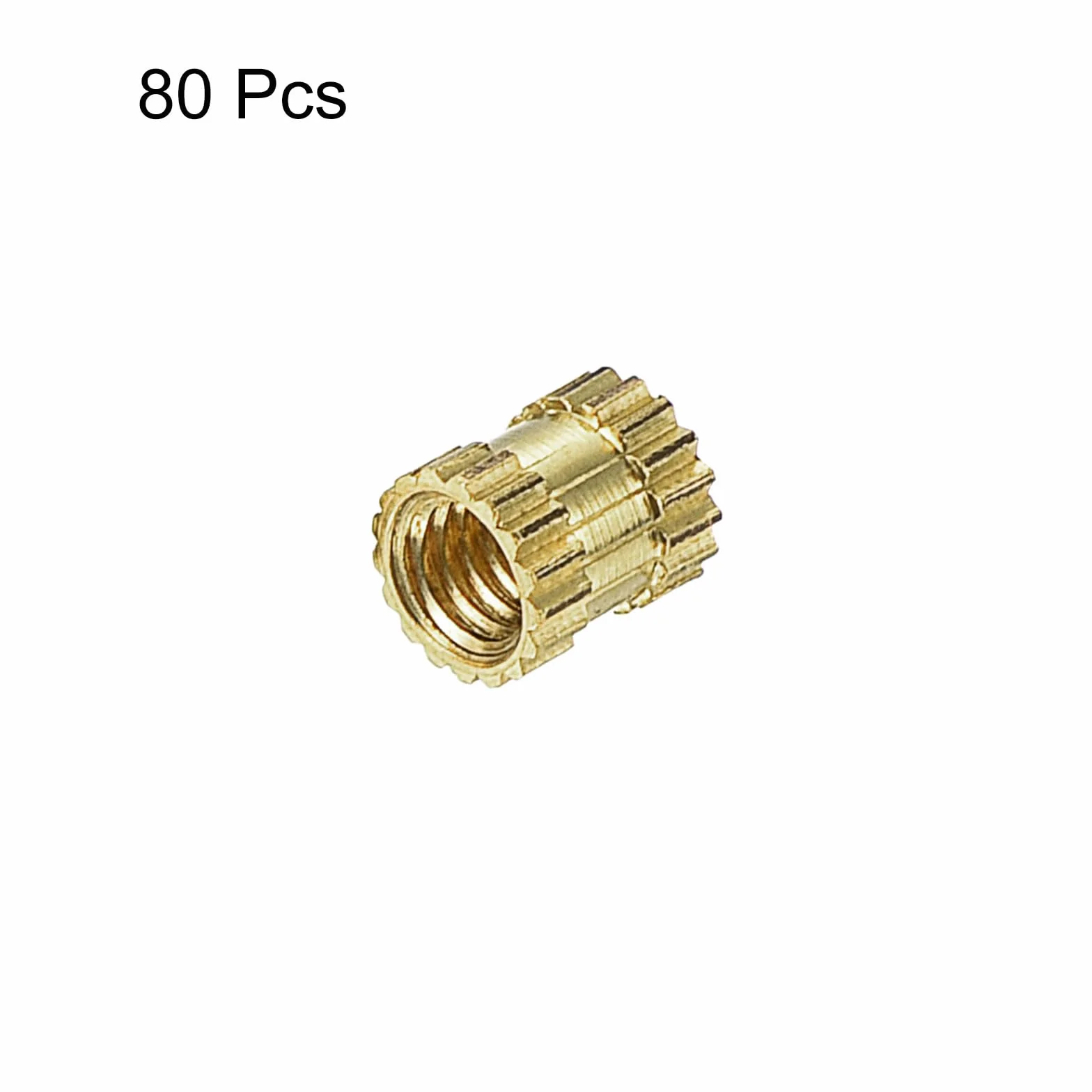 QUARKZMAN Mosiężne nakrętki gwintowane z gwintem wewnętrznym M2,5 x 4 mm (L) x 3,5 mm (OD), 80 szt
