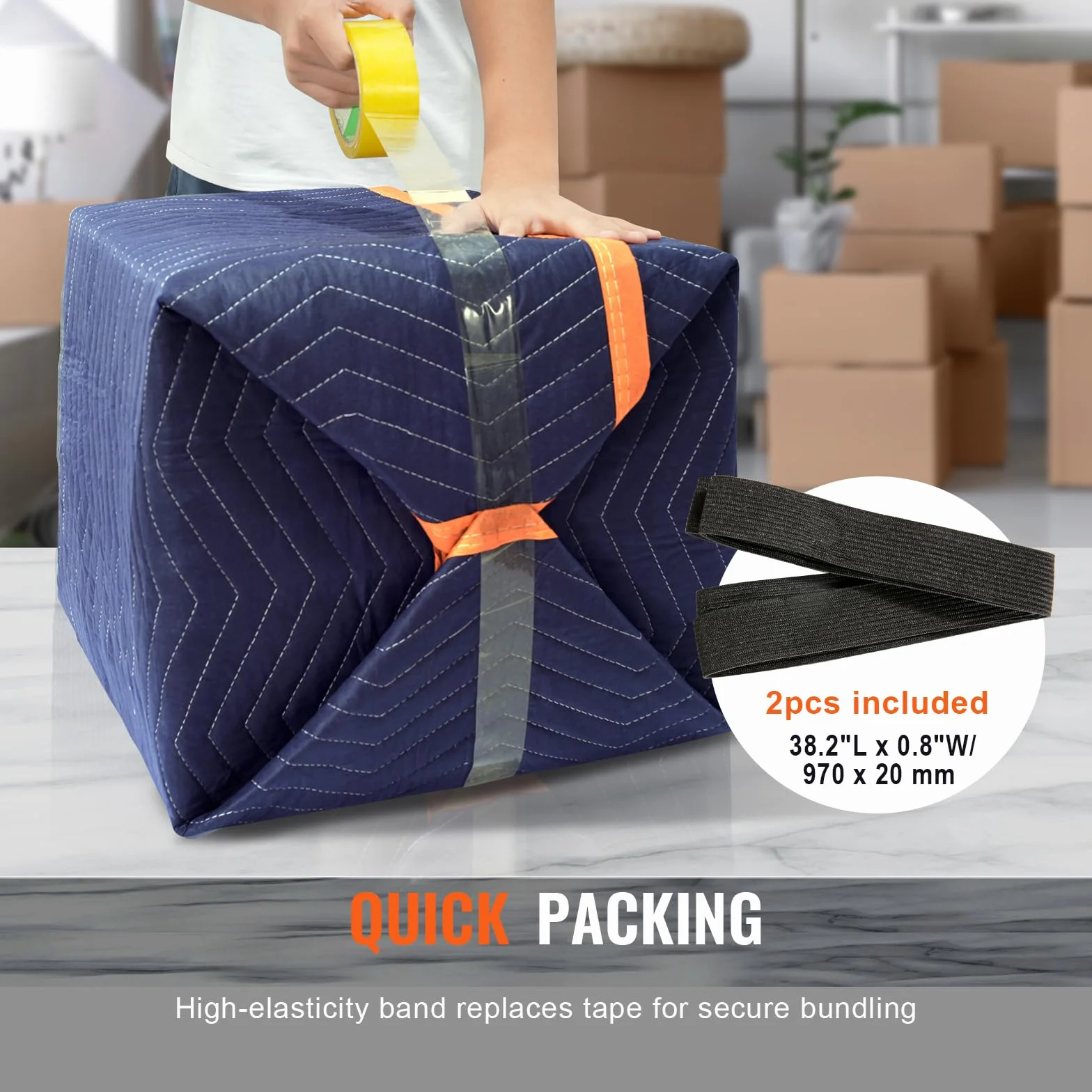 VEVOR Moving 12 203.2 cm x 183.9 cm (19.1 kg/dz Waga) Profesjonalne koce do pakowania włókniny i recyklingu bawełniane, niebieskie