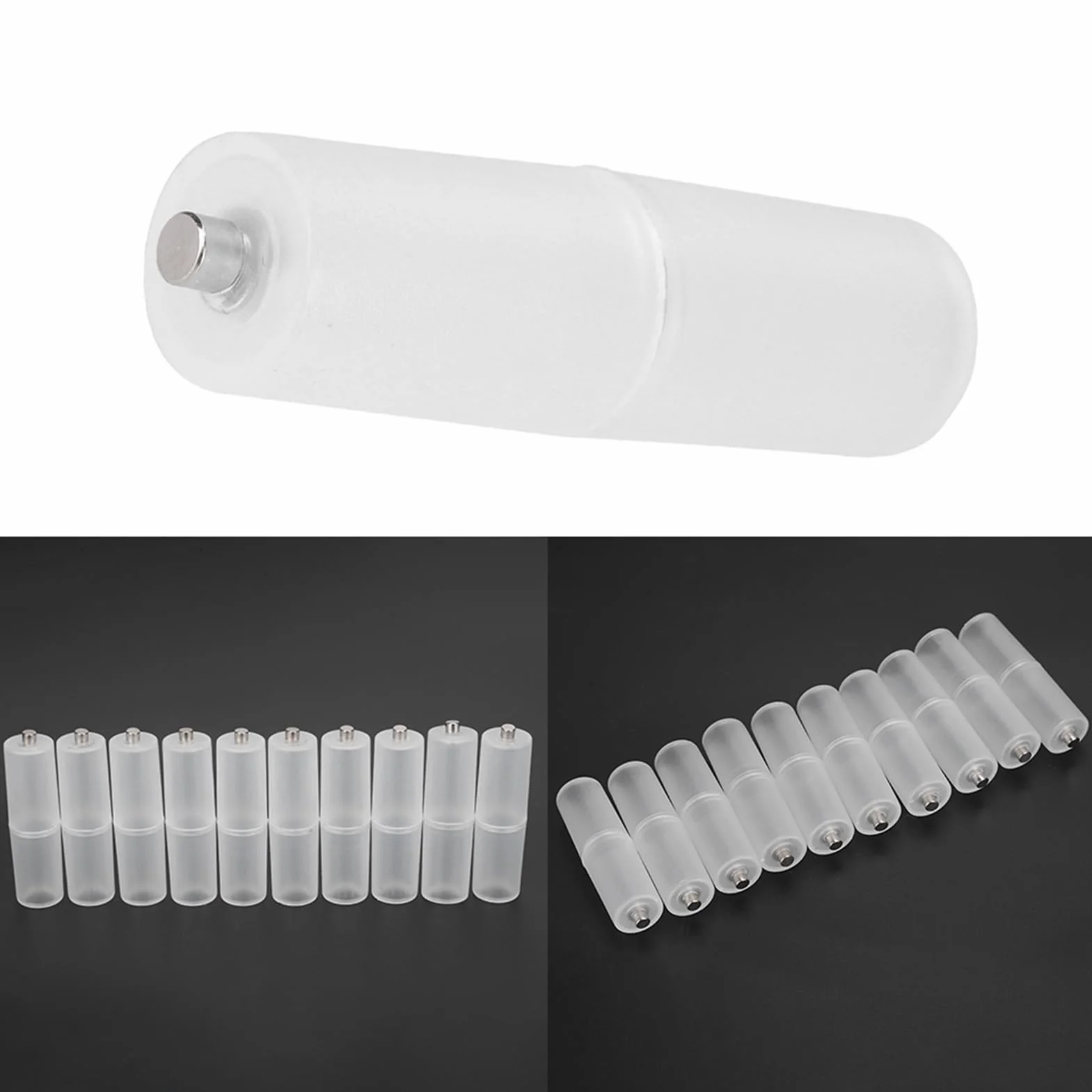 10 szt. Konwerter Baterii AAA na AA Adapter Case Switcher, Wodoodporny, Lekki, Doskonałe Wykonanie, Specyfikacja Trybu Gotowości, łatwy do Przenoszenia i Użytkowania