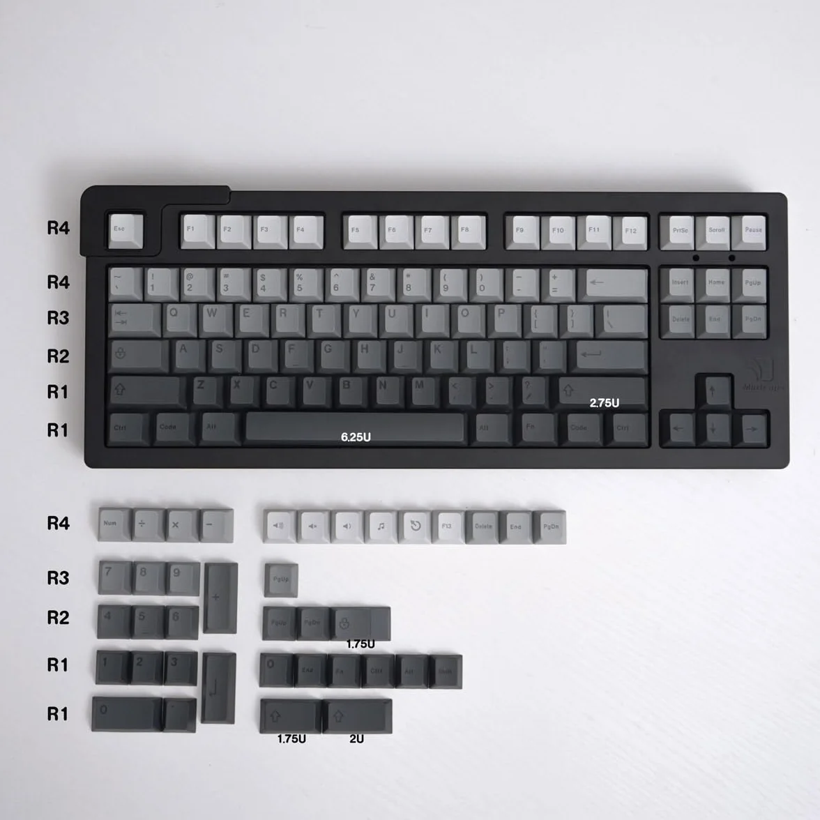 Gradient szare nasadki klawiszy Cherry Profile Dye Sub PBT zestaw 125 klawiszy do 61/87/104/108 Cherry MX klawiatura mechaniczna