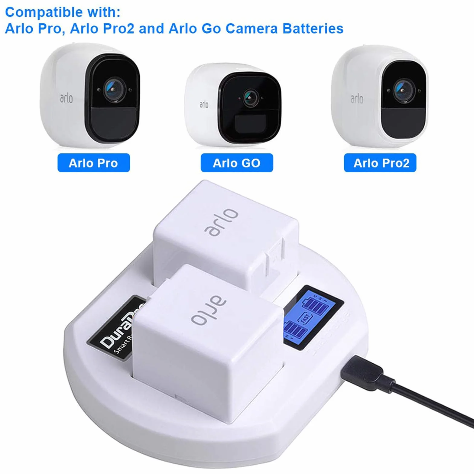 DuraPro Stacja ładująca do akumulatorów Arlo Pro, Pro 2 & Go (biała)