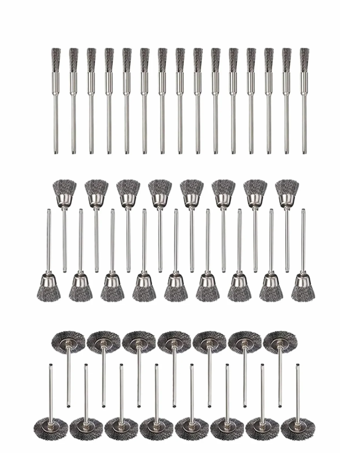 Nasadki szczotkowe do wiertarek, 10-45 sztuk Koło garnkowe z drutu stalowego Wielokolorowe Wiele rozmiarów Trzpień 2,35 mm 3 Do wiertarki polskiej(45PCS-Silver)