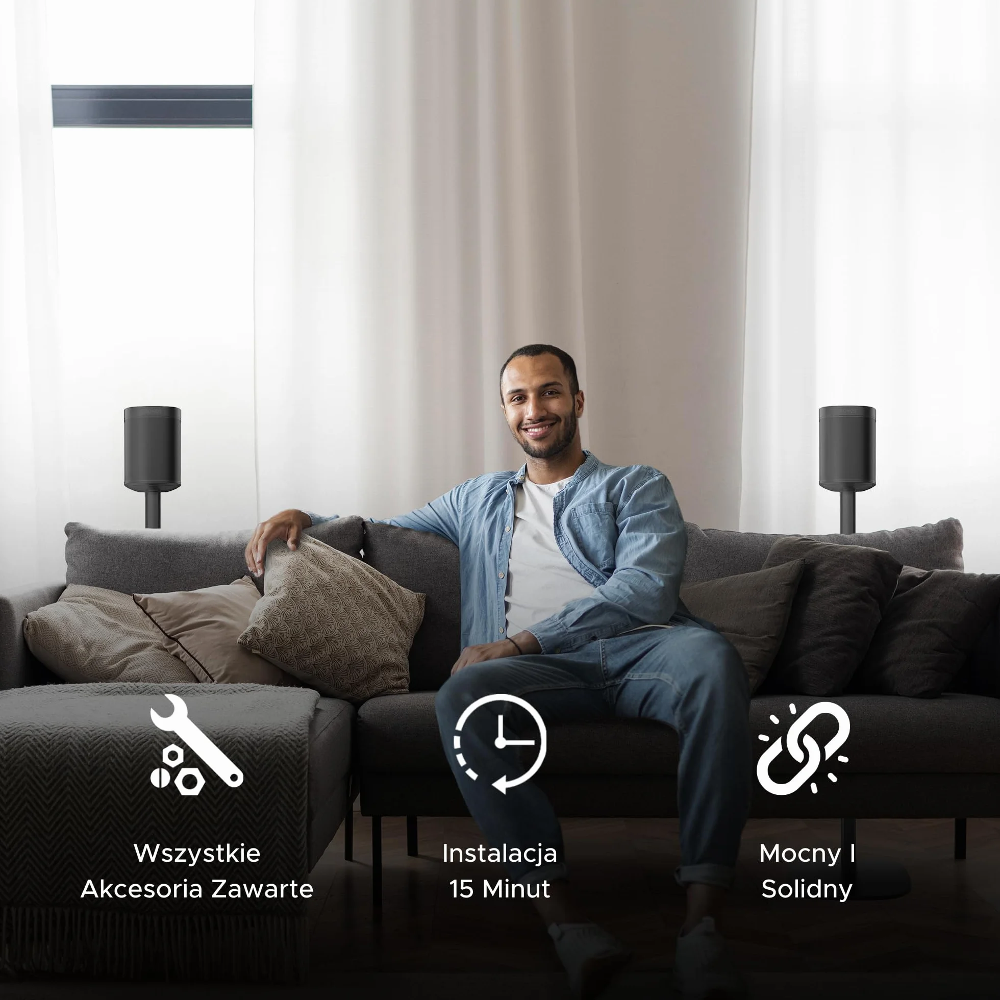 ERA100 Stojak na Podłogę Czarny 2szt Kompatybilny z Sonos One Play:1 One Gen 2 One SL ERA 100 Sound Bass UK Zestaw podwójny