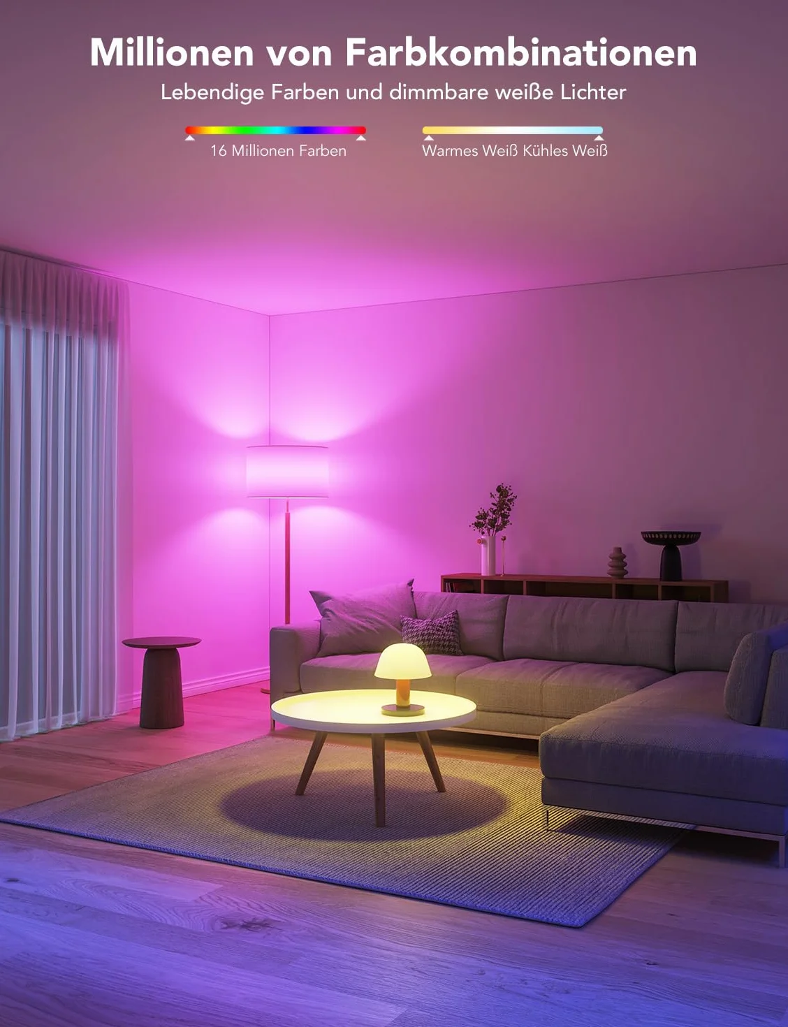 Govee Inteligentna żarówka E27, 1000 lm, Alexa RGBWW, możliwość ściemniania, Wi-Fi i Bluetooth, inteligentna żarówka 75 W, 54 sceny, 16 milionów kolorów DIY, 1 sztuka