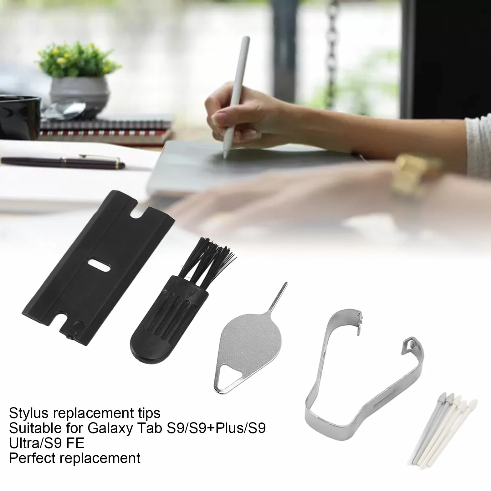 Zamiennik Rysika do Galaxy Tab S9 S9+ Plus S9 Ultra S9 FE z 20 Wymiennymi Końcówkami i 4 Zestawami Narzędzi Biały Szary