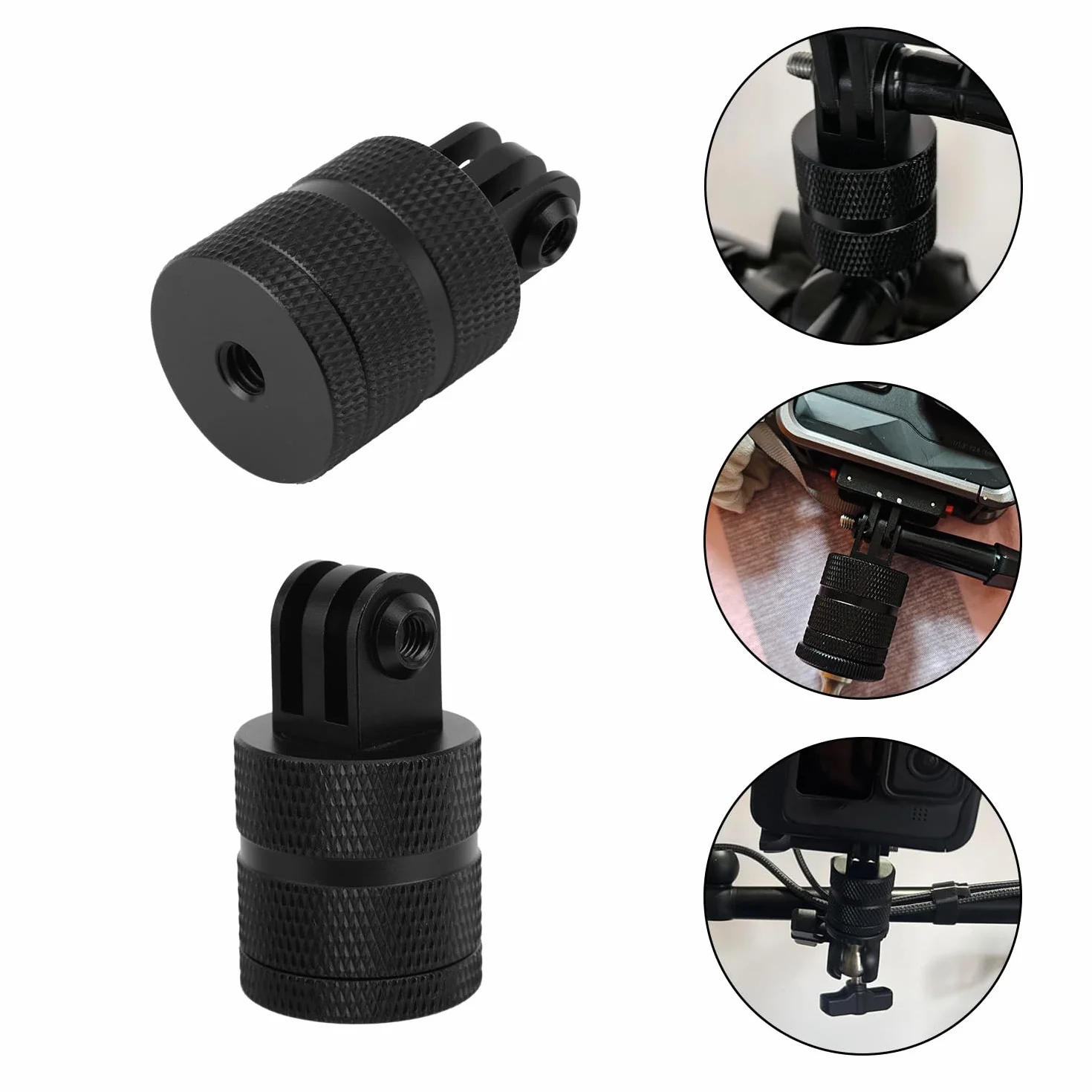 Adapter do Mocowania Statywu Kamery Sportowej, Aluminiowy Uchwyt Kamery 1/4 Cala 20 z Obrotem 360 Stopni Kompatybilny z Kamerami Hero 13/12/11/10/9/8/7 DJI Action 6/5 Pro/4/3
