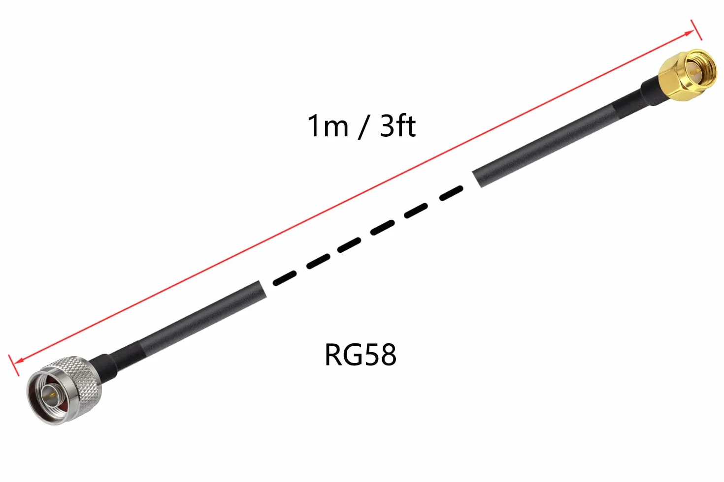 Vecys N do SMA Jumper Kabel Koncentryczny RG58 3FT/1M Zestaw Adapterów do 3G 4G 5G LTE Antena