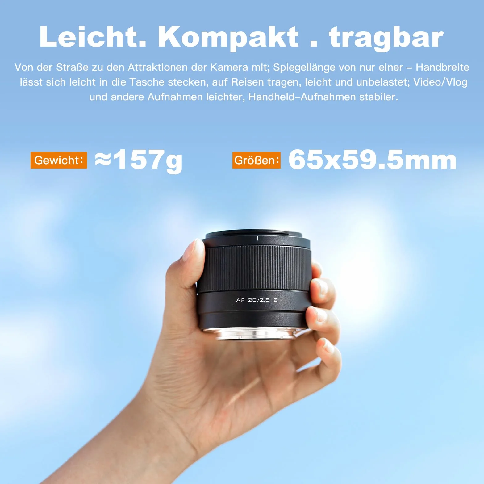 Viltrox 20MM F2.8 Obiektyw Full Frame Z-mount z szerokim kątem obiektywu 20MM F2.8 FE Prime Kompatybilny z Nikon Z8 Z9 Z7 Z6 Z5 D850 D810 D750 D610 D7500