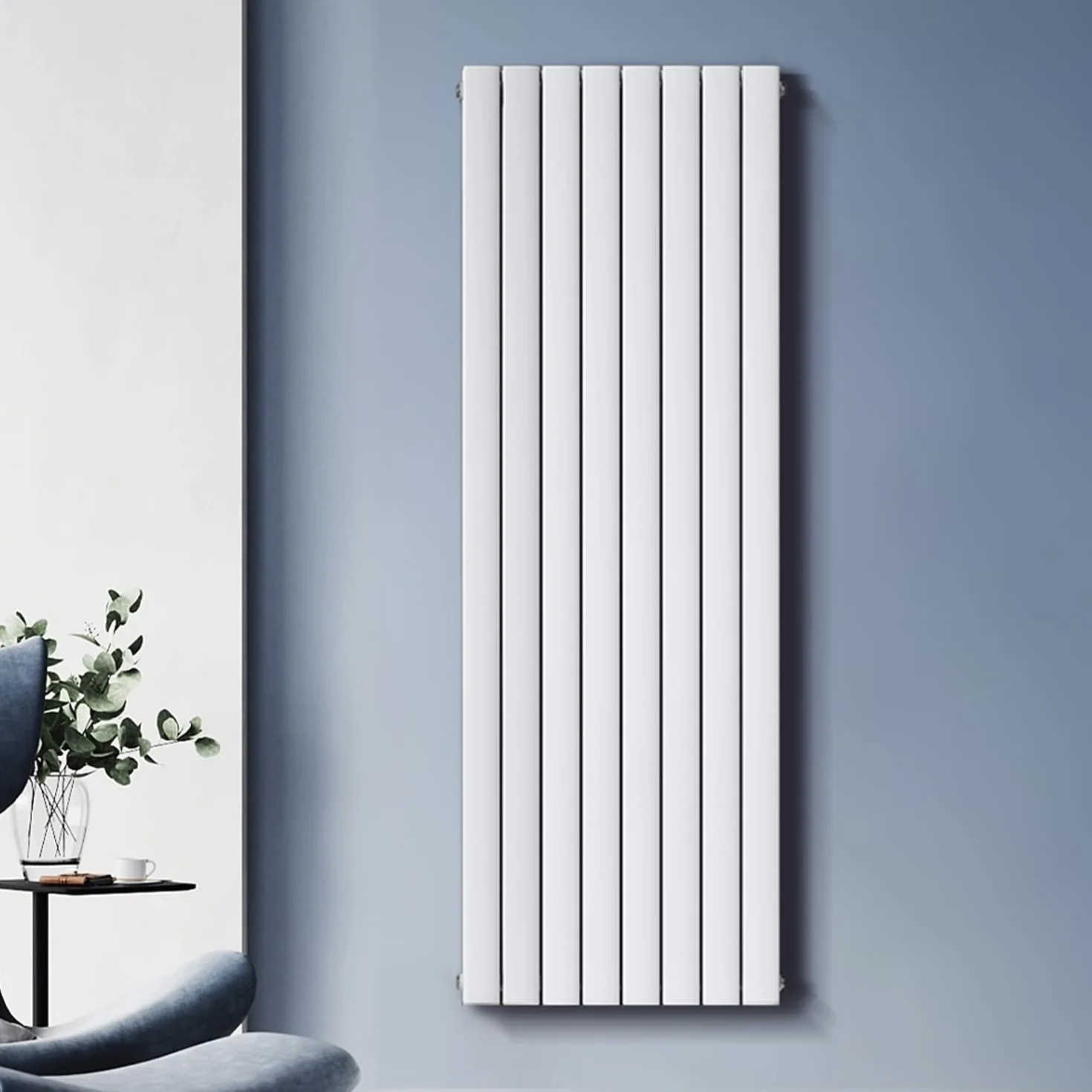 ELEGANT Grzejnik panelowy, pionowy, 1800 x 616 mm, dwuwarstwowy, biały, przyłącze środkowe, grzejnik łazienkowy, pionowy design, płaski grzejnik