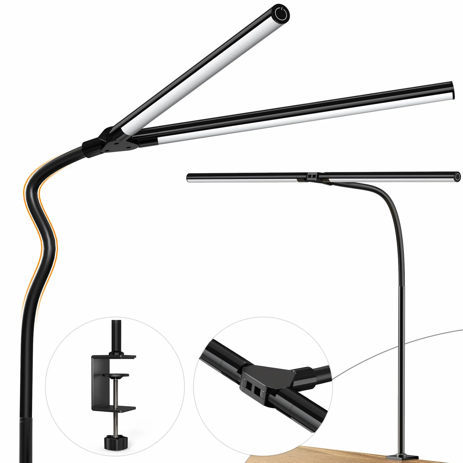 Quntis LED Lampa biurkowa 80cm, podwójnie składany niebieski pasek świetlny, mocna regulowana lampa do ekranu komputera, architektoniczna lampa stołowa do czytania, komputerowy pasek świetlny 15W
