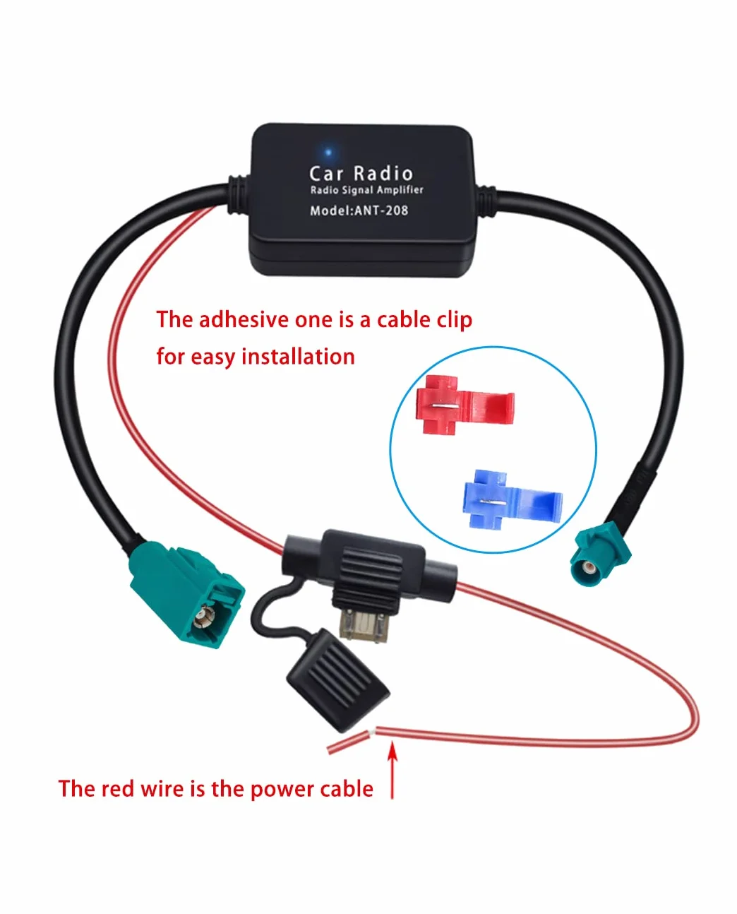 Vecys FM/AM DAB DAB+ Antena Samochodowa Wzmacniacz Sygnału Fakra 12V Digital Radio Antena Splitter