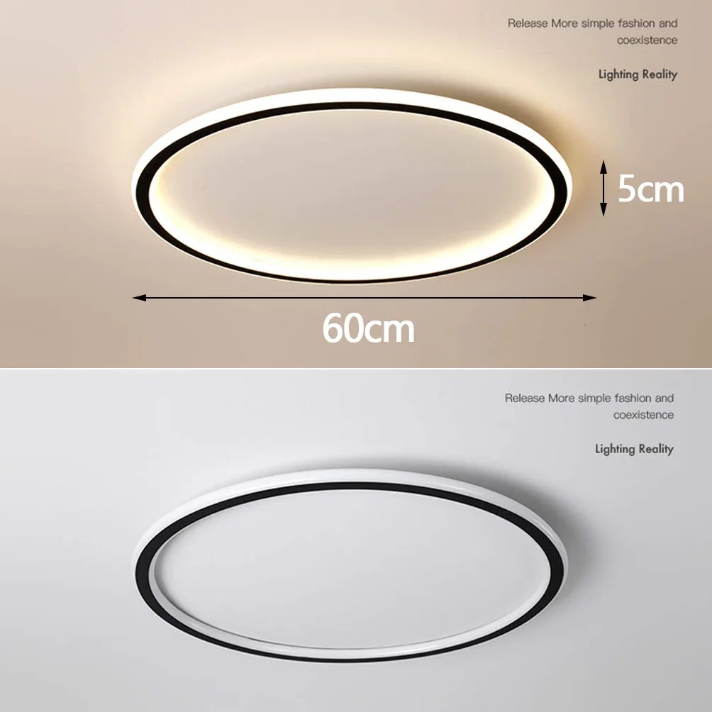 Lampa sufitowa LED, nowoczesna, minimalistyczna, ultra cienka, okrągła lampa sufitowa, metalowa, akrylowa, ściemniana, z pilotem zdalnego sterowania, oświetlenie sufitowe, do sypialni, salonu,
