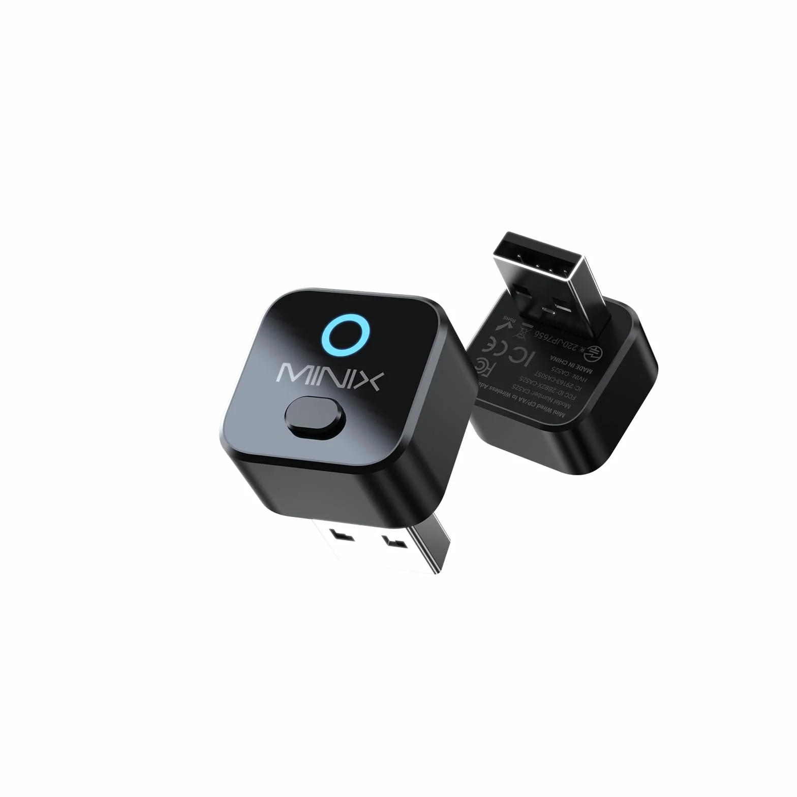 MINIX CA525 Mini bezprzewodowy adapter CarPlay i Android Auto, ulepszony 2 w 1 2026, przewodowy do bezprzewodowego dongla, przełącznik jednym przyciskiem, Plug & Play USB-A/C, WiFi 6 i Bluetooth 5.4