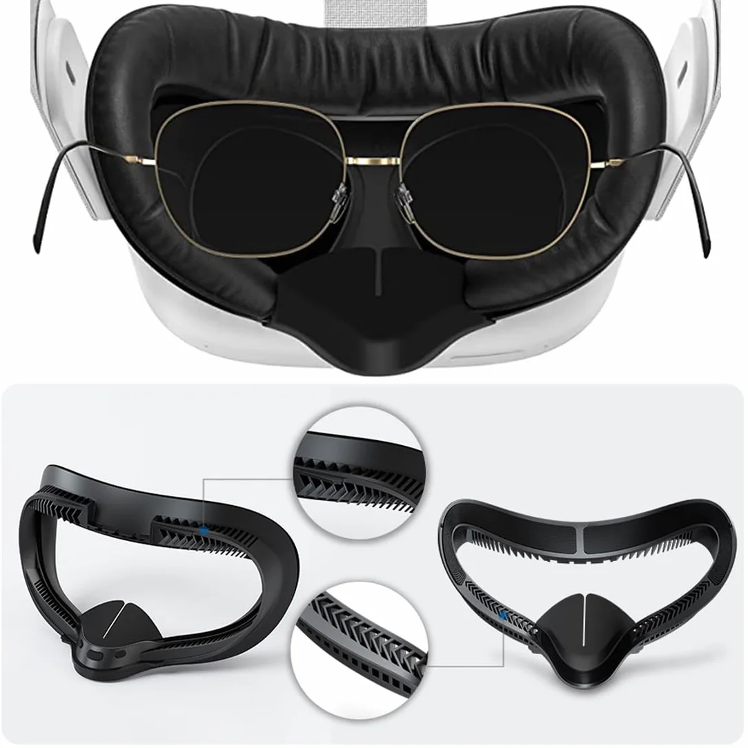 AMACOAM Interfejs twarzy dla Oculus/Meta Quest 2, 5 w 1 Zestaw VR Face Cover, podkładka wymienna, osłona nosa, Anti-Light, uchwyt dystansowy