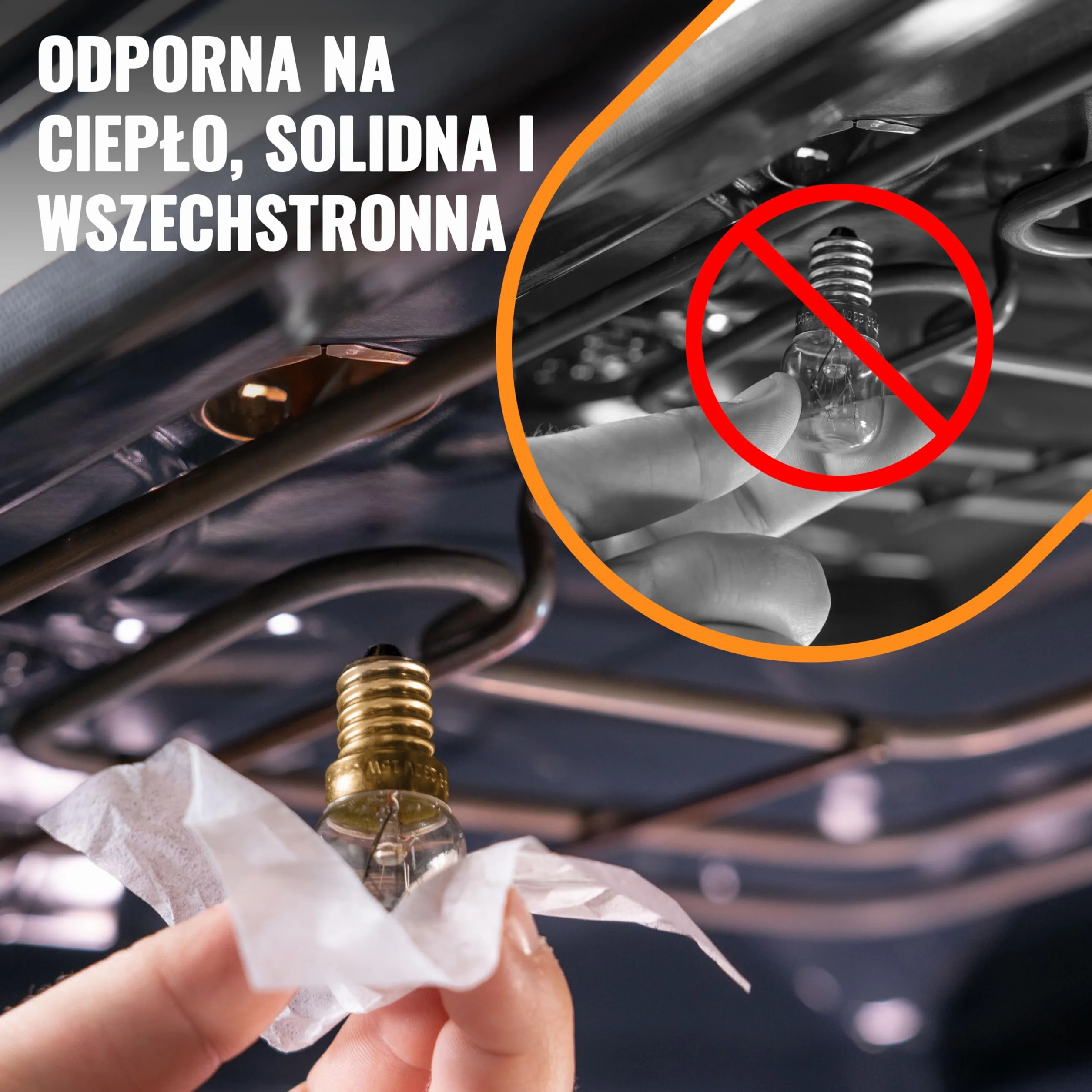 Poppstar żarówki do piekarnika E14 40W, odporne na wysokie temp. do 300°C (barwa światła: biała, ciepła 2700K, 430lm, 45x75mm), 2 szt.
