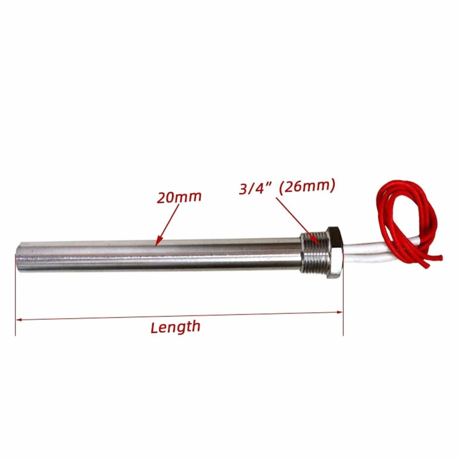 1 szt. grzałka kartuszowa 12 V 200 W/300 W – stal nierdzewna, gwint 3/4” zanurzeniowy do 3D/samochodów/przetwórstwa żywności(200W 20x150mm)