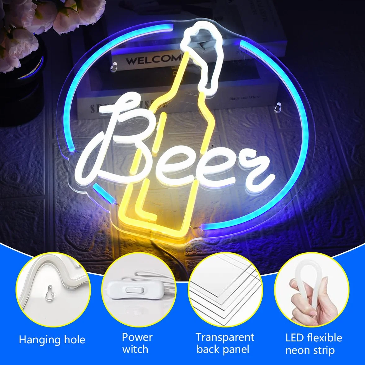 Neon Piwo Neon Znak USB Zasilany Neon Kieliszek do wina w kształcie Neon Pokój Bar Party Showcase Świąteczna dekoracja ścienna Neon
