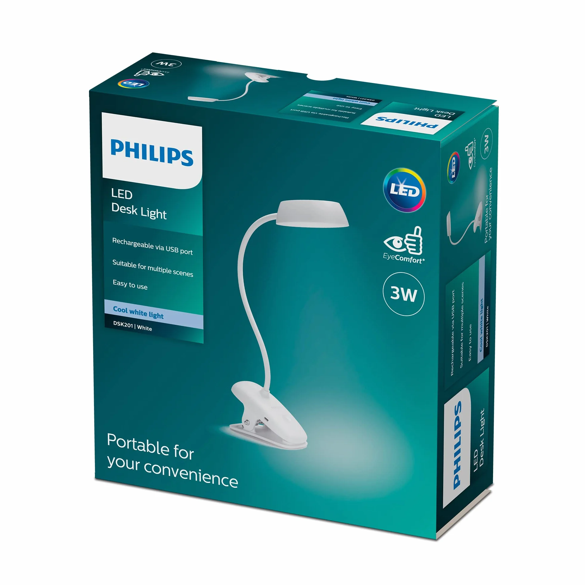 Philips Donutclip Lampa na Biurko, Biały, 15 cm