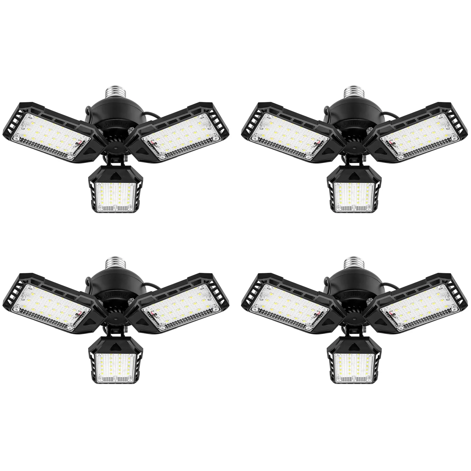 Aoretic LED Garage Lights Bulb 4 Pack -80W, 8000LM 6500K Led Shop Light with 3 Deformable Panels, Basement Barn Light Garage Ceiling Lights, E26/E27 for Garage, Warehouse, Shop, Basement