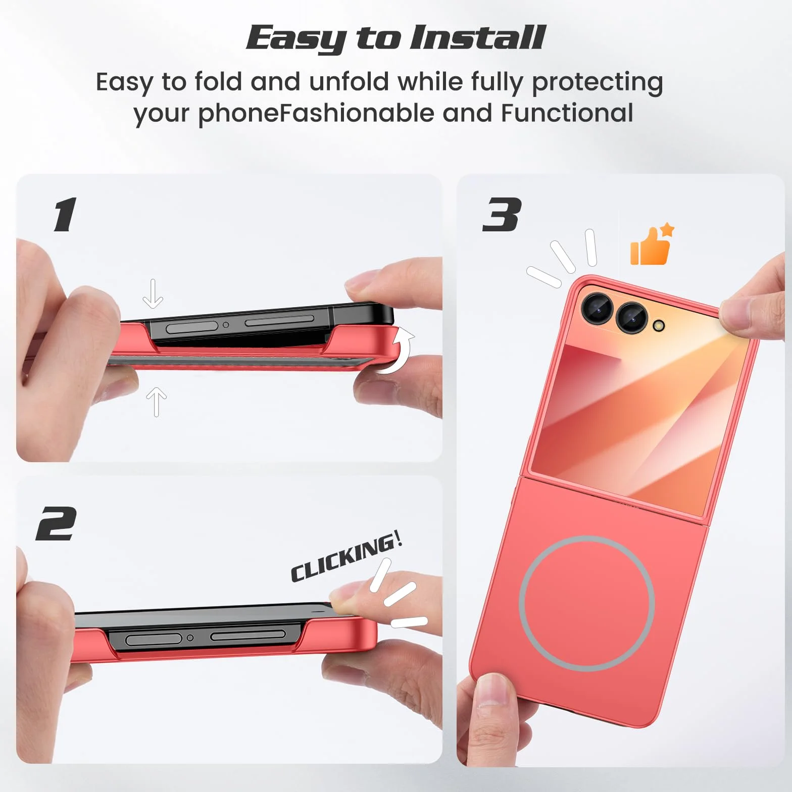 Etui ochronne Samsung Galaxy Z Flip 7 Mag Safe, ultracienkie, wbudowana osłona ekranu, twarde PC
