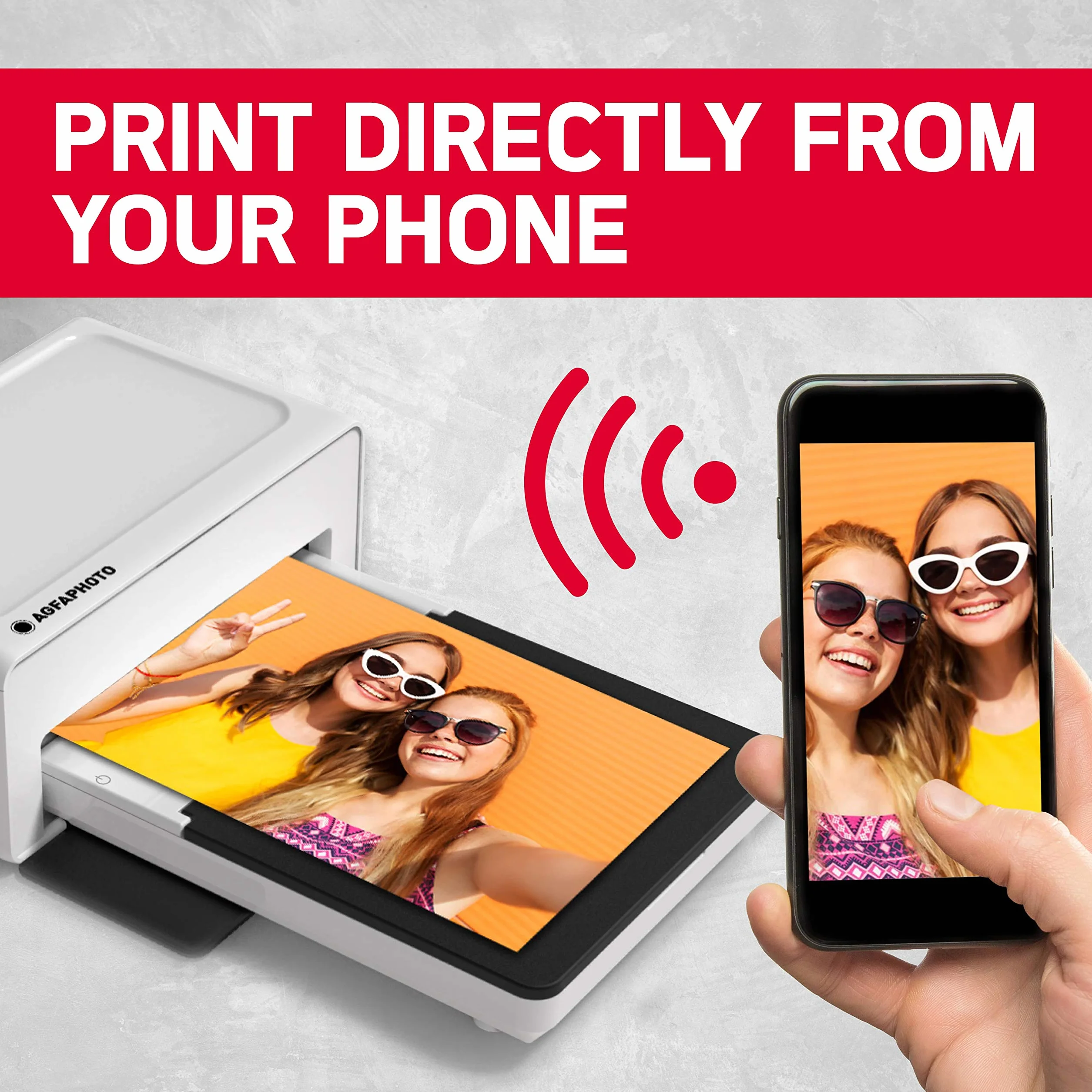 AgfaPhoto Realipix Moments AMO46 drukarka fotograficzna 10x15 cm Bluetooth 4Pass sublimacja termiczna Biała
