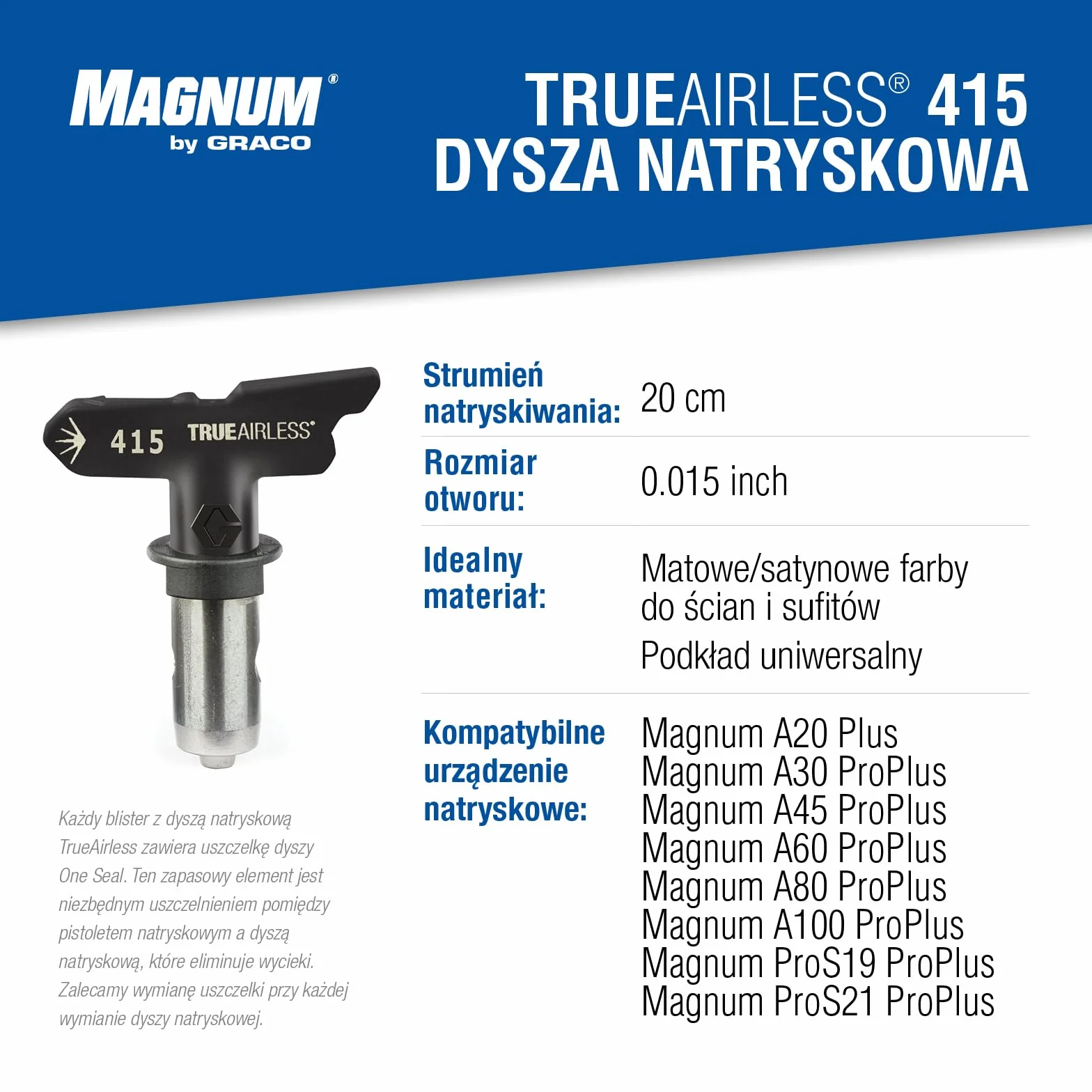 Graco TRA415 Dysza natryskowa TrueAirless 415 – do Magnum A20, A30, A45, A60, A80, A100, ProS19, ProS21