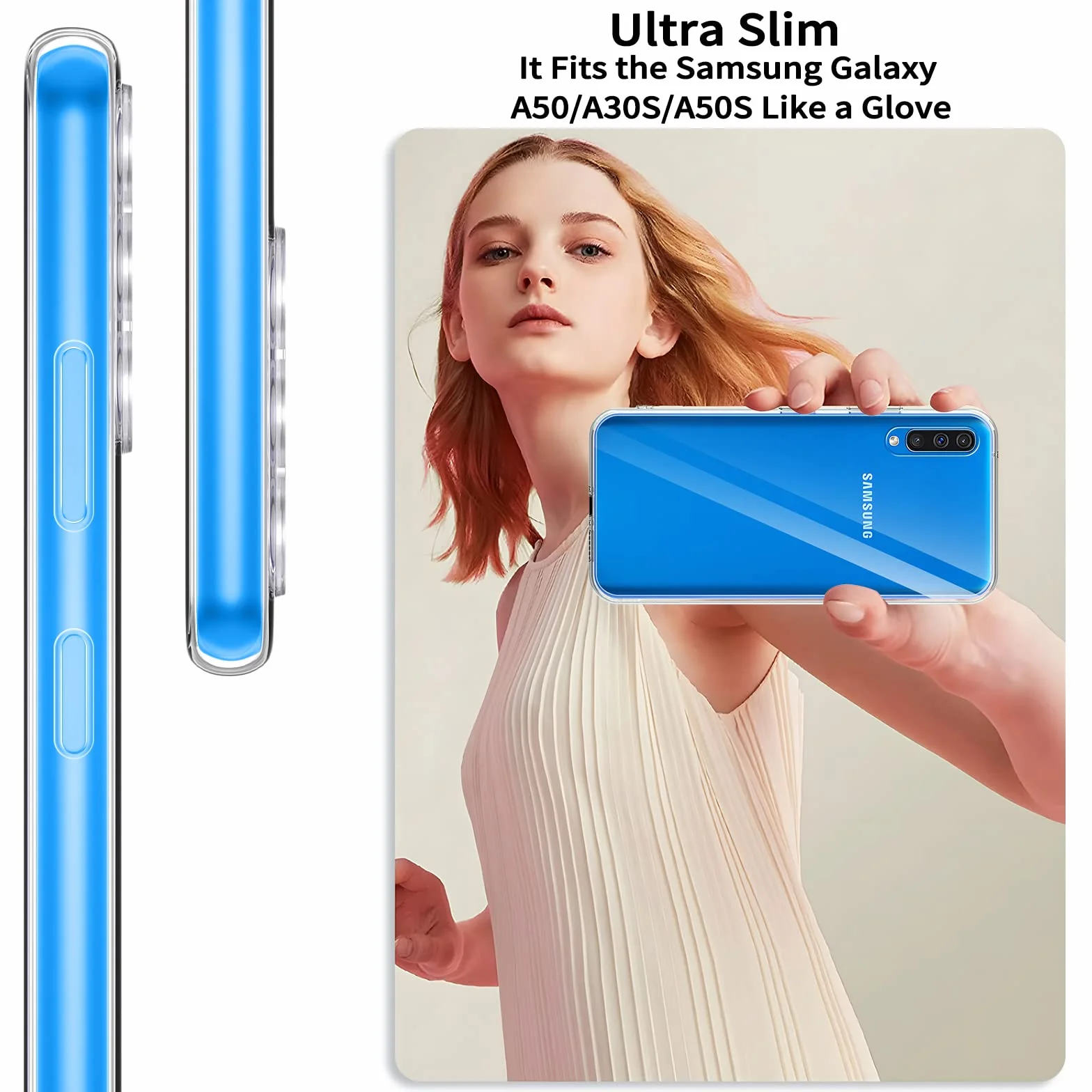 Phoona Etui Samsung Galaxy A50 Szkło Hartowane TPU Odporne na Wstrząsy