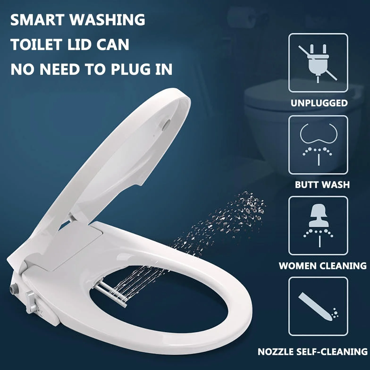 Inteligentna Deska Sedesowa Z Dyszą Samoczyszczącą I Konfiguracją Suszenia Na Zimno I Ciepło, Elektryczny Bidet, Inteligentna Deska Sedesowa, Do 99% Toalet