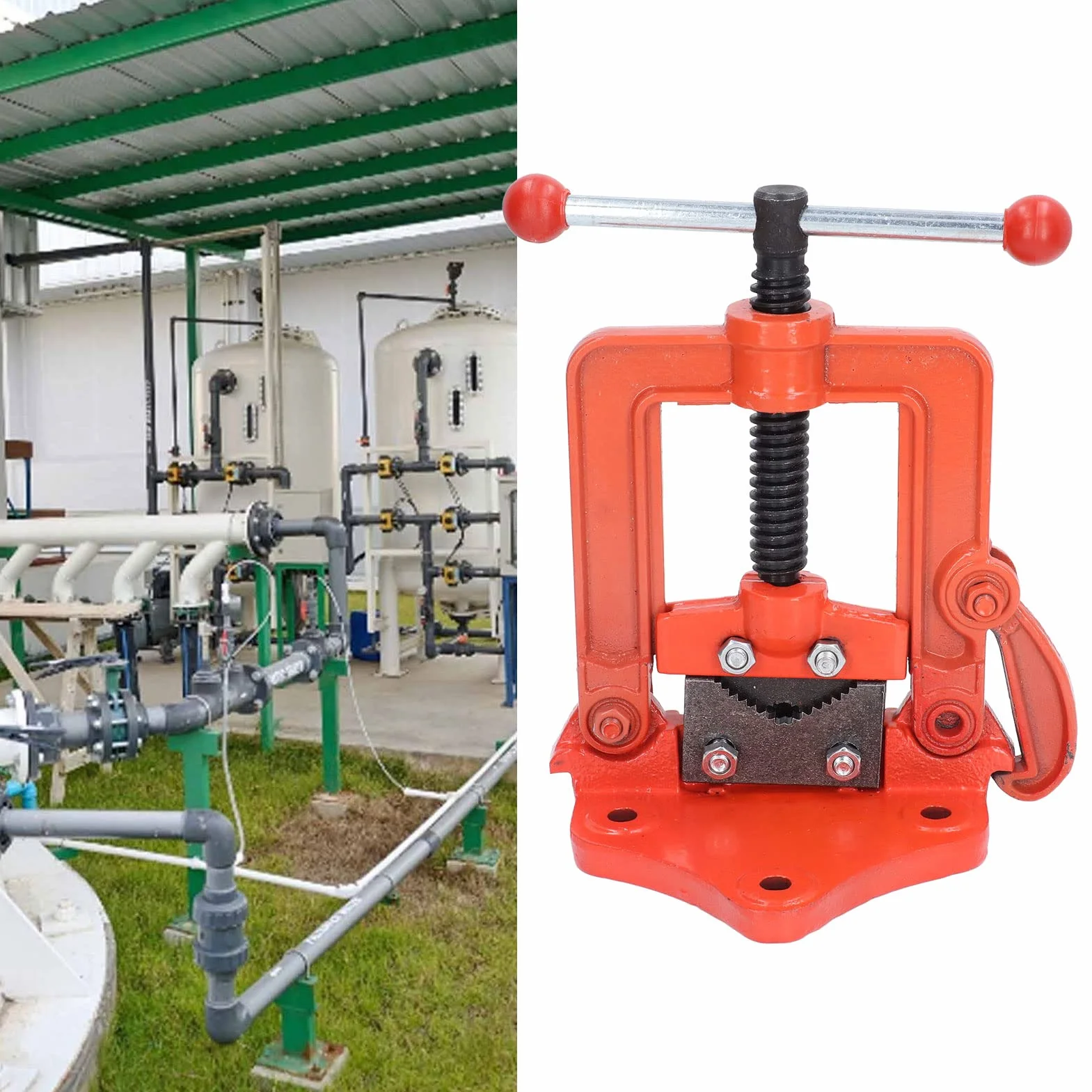 Semme Imadło Stołowe do Pracy ze Stali Stopowej Zacisk Przegubowy z Jarzmem do Rur 15 Mm 50 Mm Narzędzie Cięcia Gwintownicy z Antypoślizgowym Uchwytem Profesjonalne Imadło Hydrauliczne Zapewniające