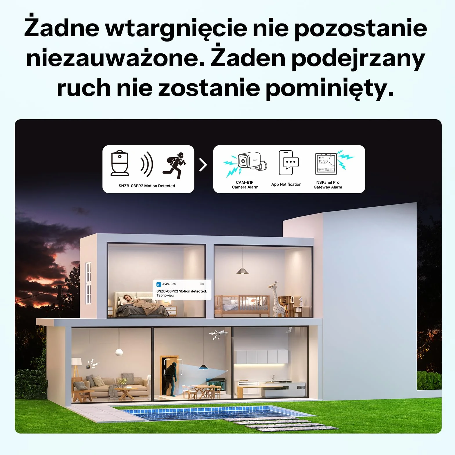 SONOFF SenseGuard SNZB-03PR2 Czujnik ruchu Zigbee z czujnikiem światła do sterowania oświetleniem, systemu alarmowego i automatyki Smart Home, kompatybilny z Home Assistant, Alexa i SmartThings