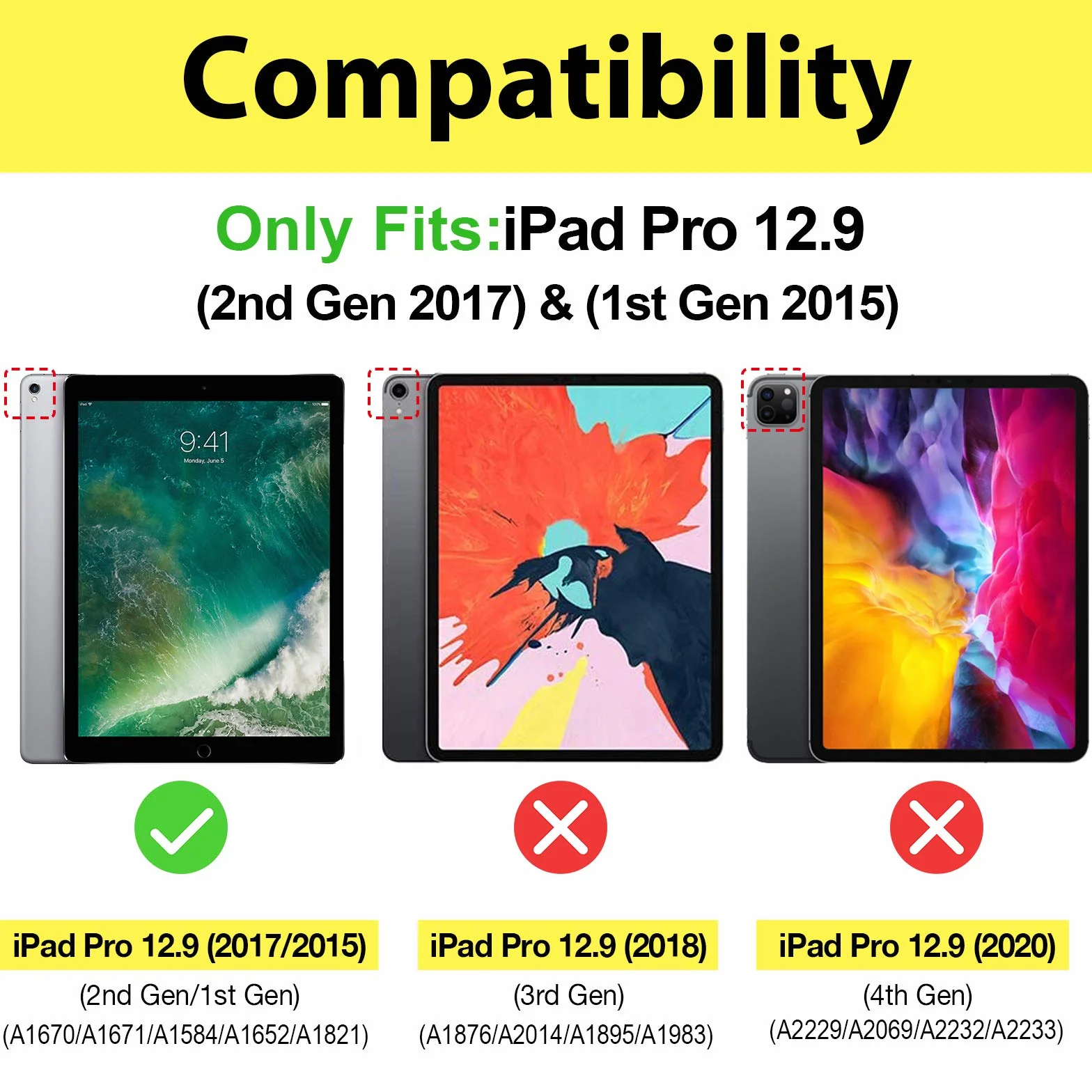 ProCase US-English Keyboard Case for iPad Pro 12,9" 2017/2015 (1st / 2. generacji), wbudowany uchwyt na iPencil, lekka obudowa ochronna z klawiaturą bezprzewodową – czarna